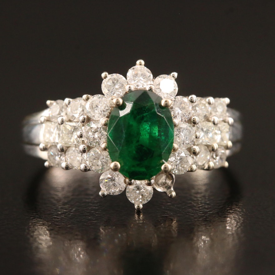 14K 1.01 CT Emerald and 1.00 CTW Diamond Ring