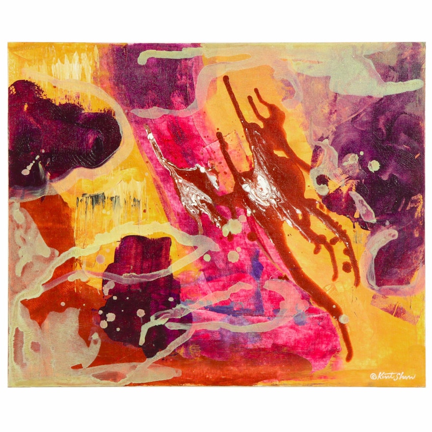 Kurt Shaw Acrylic Painting of Abstract Composition, 21st Century