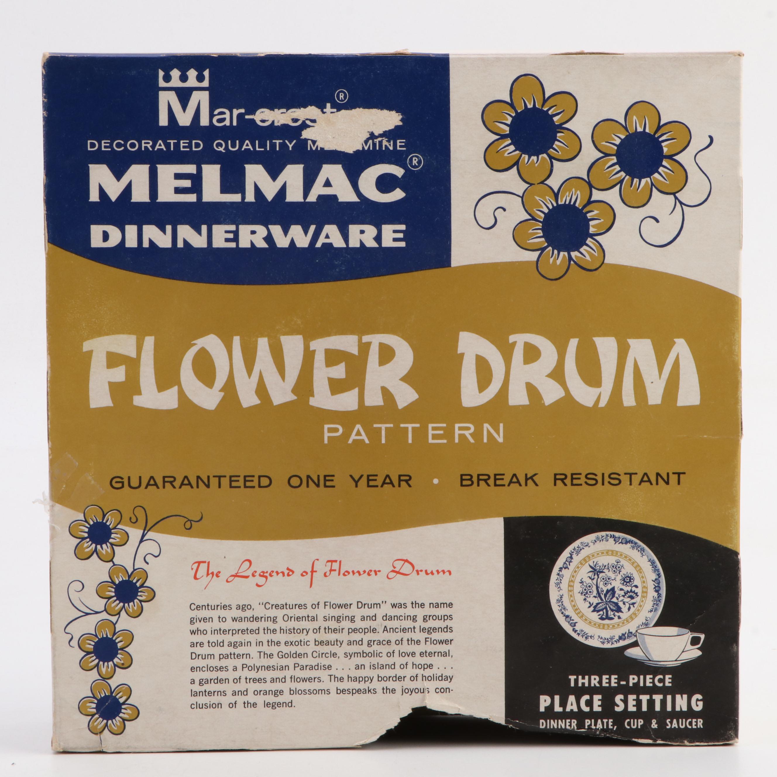 Mar-Crest Melmac "Flower Drum" Dinnerware in Original Packaging, 1950s