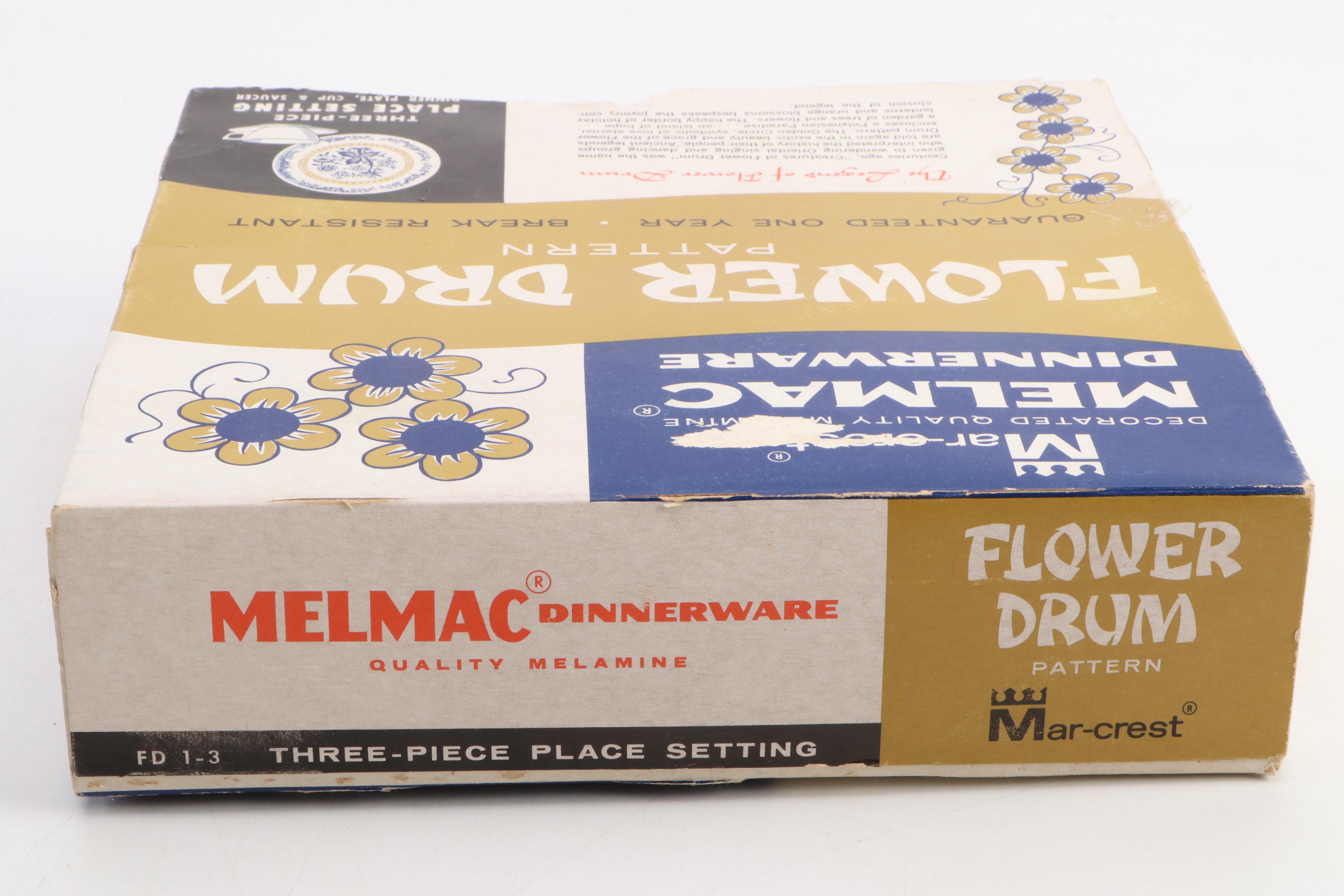 Mar-Crest Melmac "Flower Drum" Dinnerware in Original Packaging, 1950s