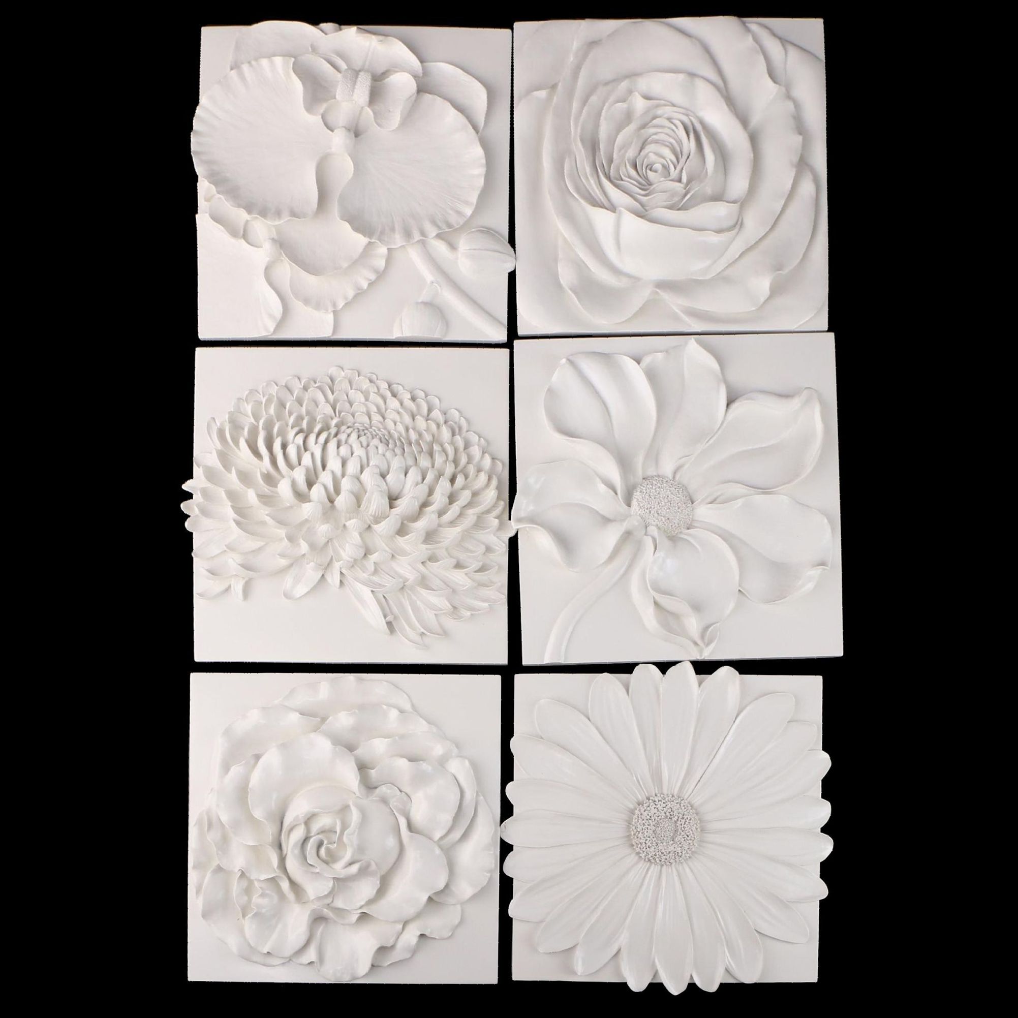 Modern Ceramic Sculpted Floral Wall Tiles