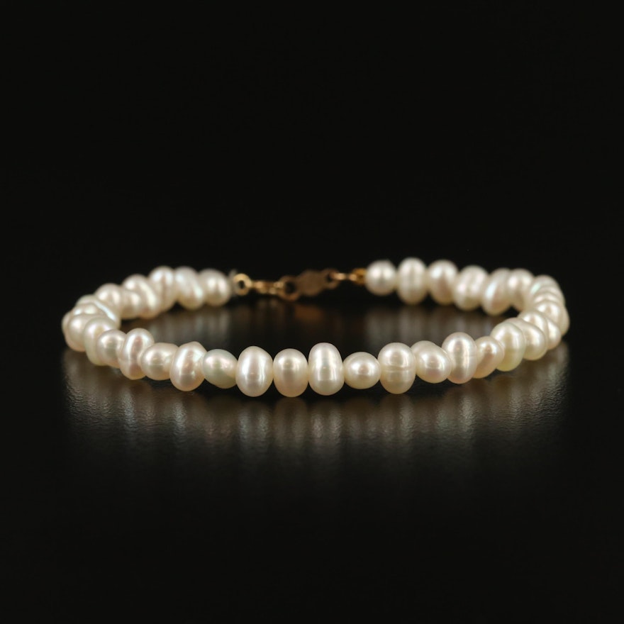 Oval Pearl Bracelet with 14K Clasp