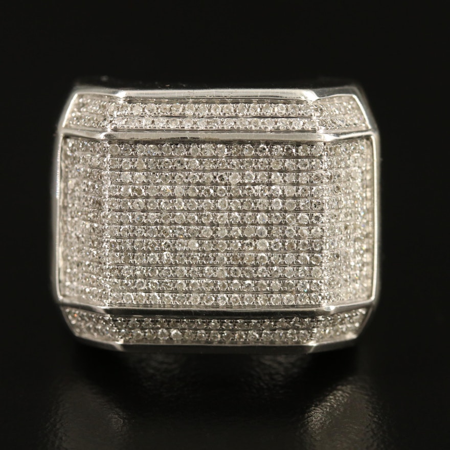 Sterling Silver 1.28 CTW Diamond Geometric Ring