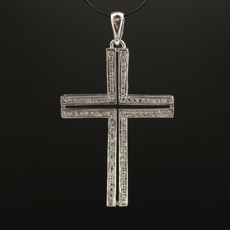 Sterling Silver Diamond Cross Pendant