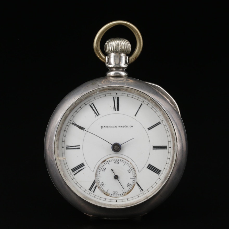 1883 Hampden Coin Silver Pocket Watch