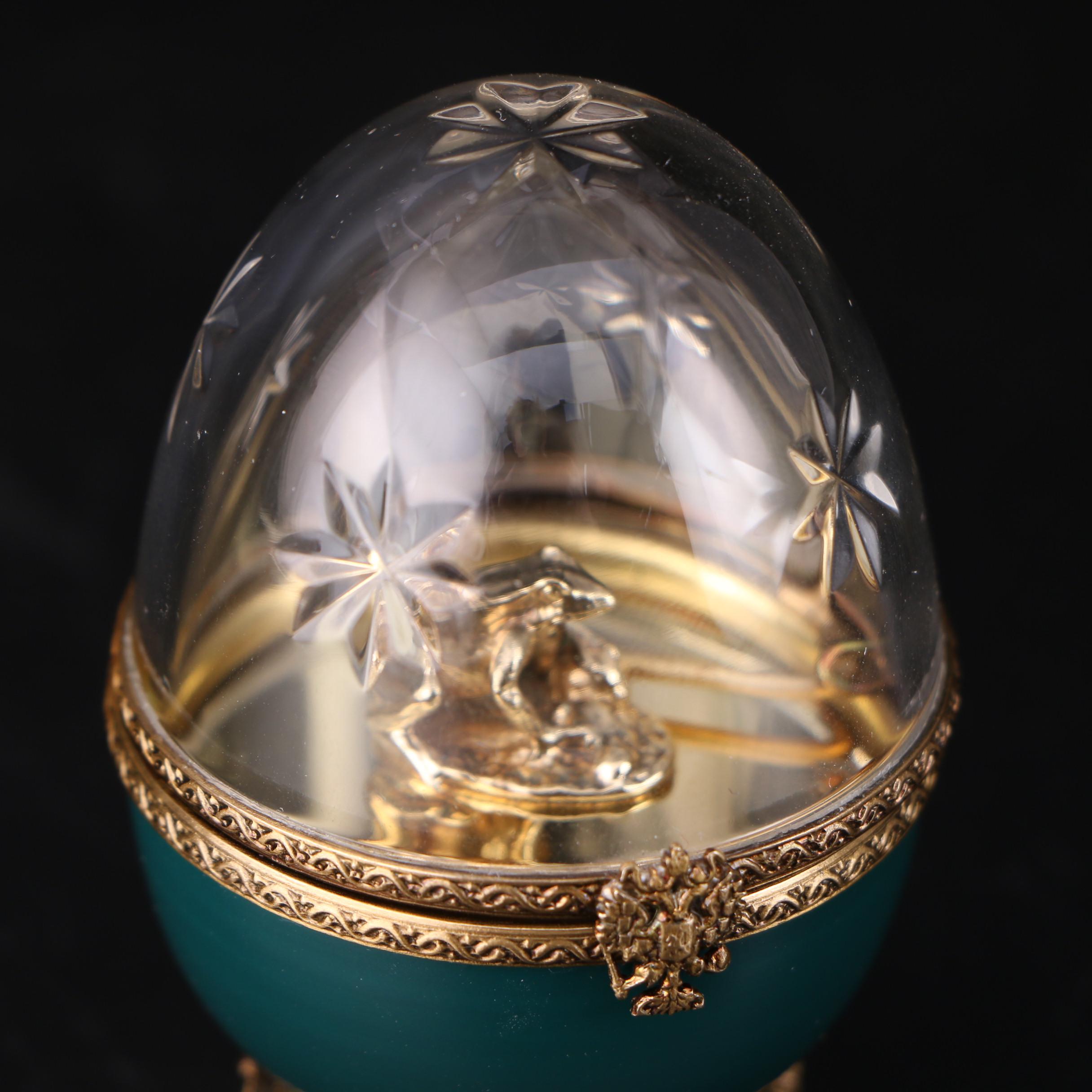 Fabergé and Limoges Limited Edition Sterling Silver and Enamel Frog Egg