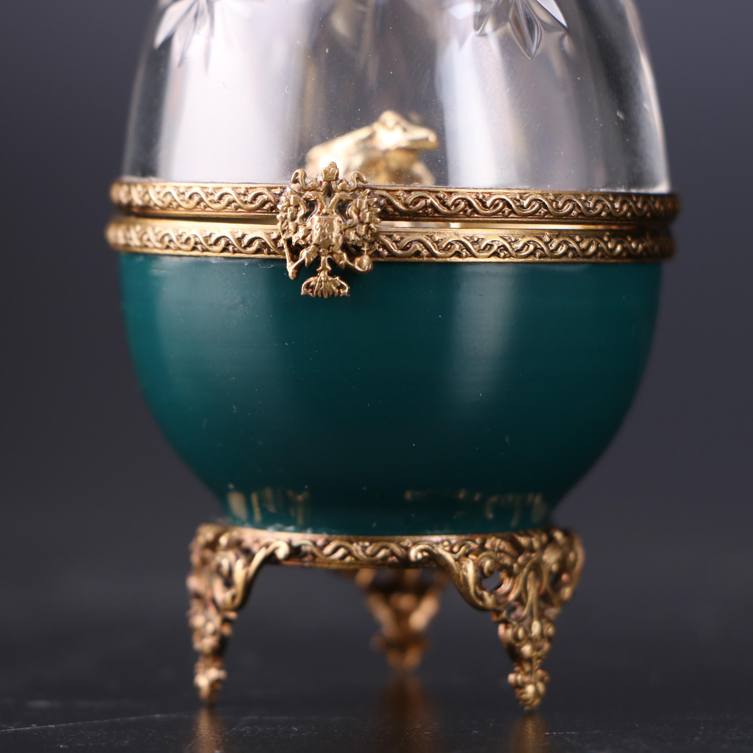 Fabergé and Limoges Limited Edition Sterling Silver and Enamel Frog Egg
