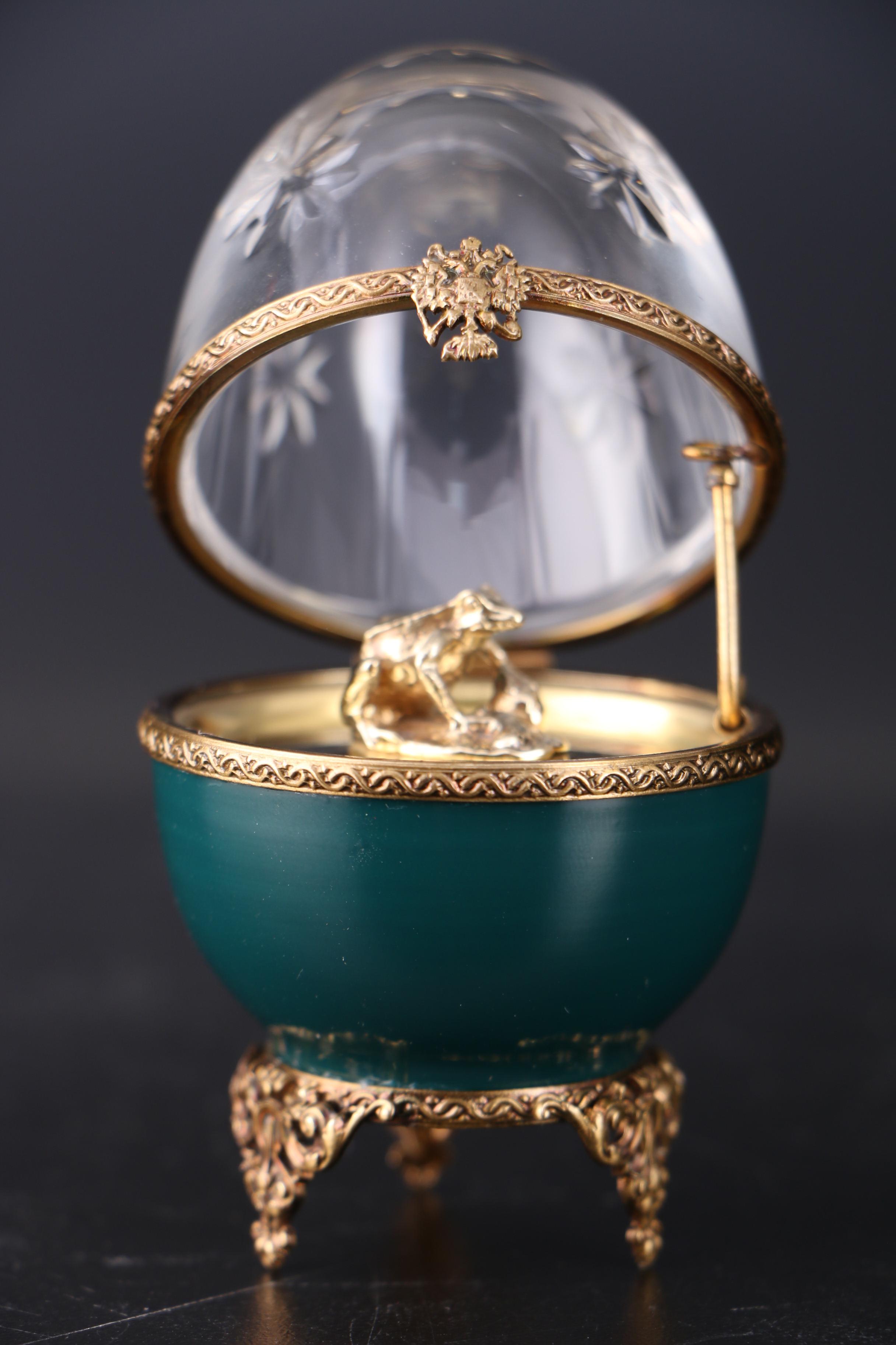 Fabergé and Limoges Limited Edition Sterling Silver and Enamel Frog Egg