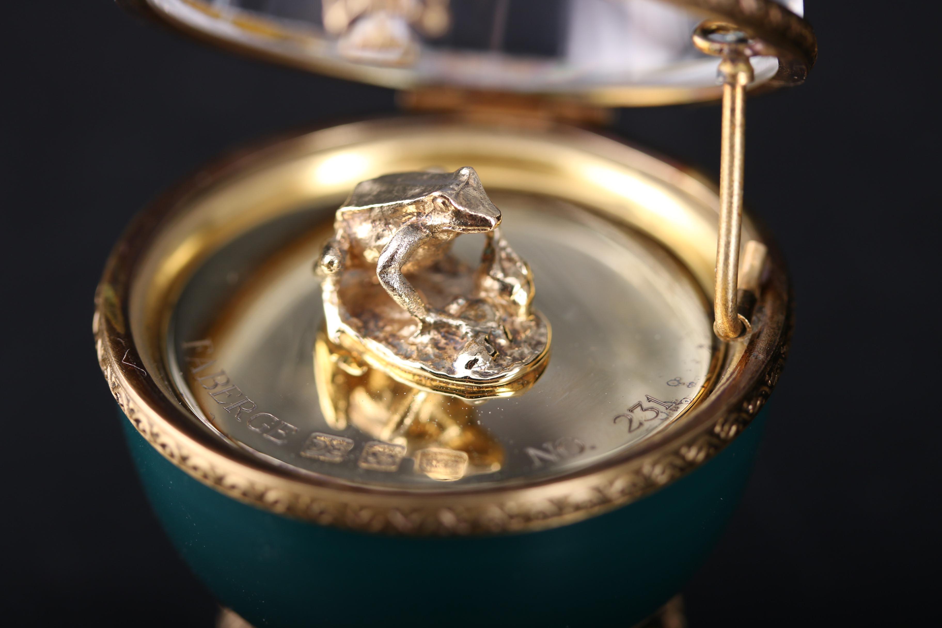 Fabergé and Limoges Limited Edition Sterling Silver and Enamel Frog Egg