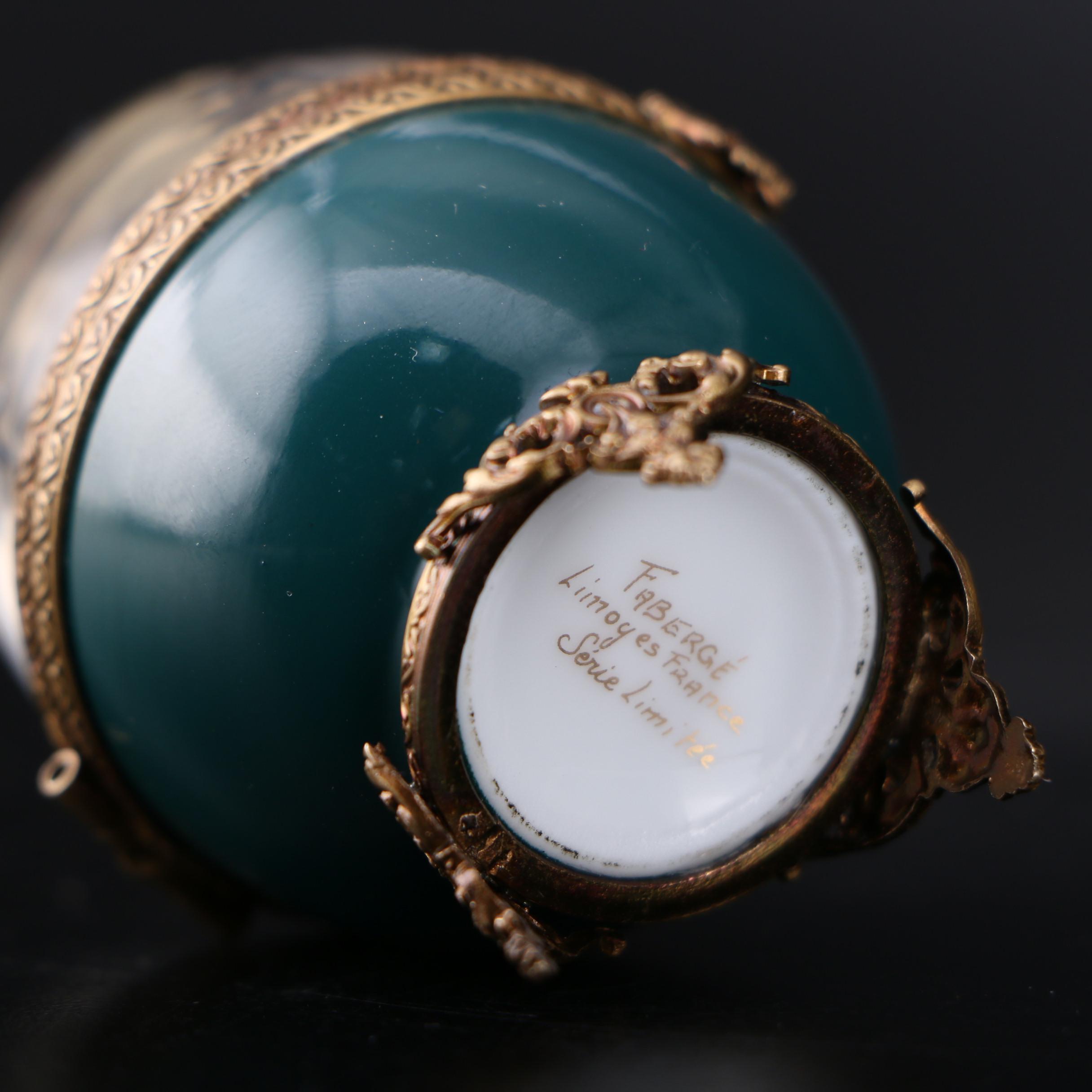 Fabergé and Limoges Limited Edition Sterling Silver and Enamel Frog Egg