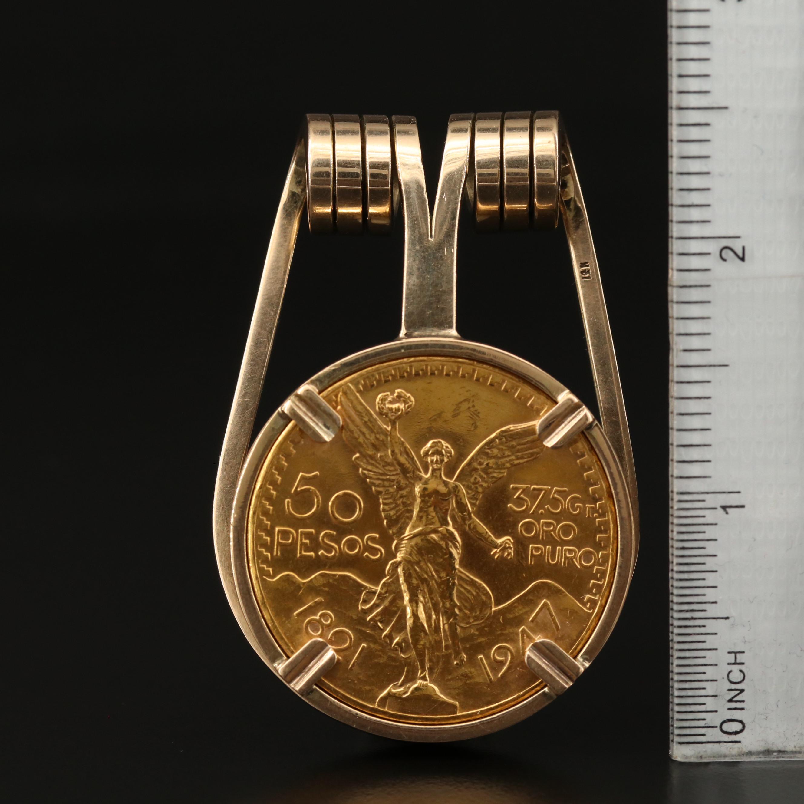 Money Clip with Mexican Fifty Peso Gold Piece