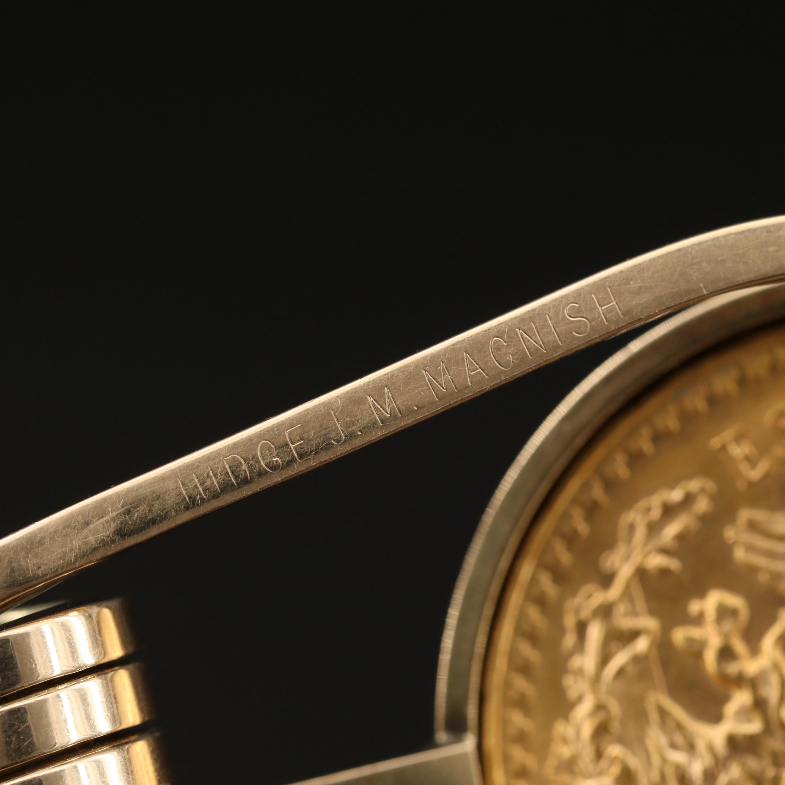 Money Clip with Mexican Fifty Peso Gold Piece