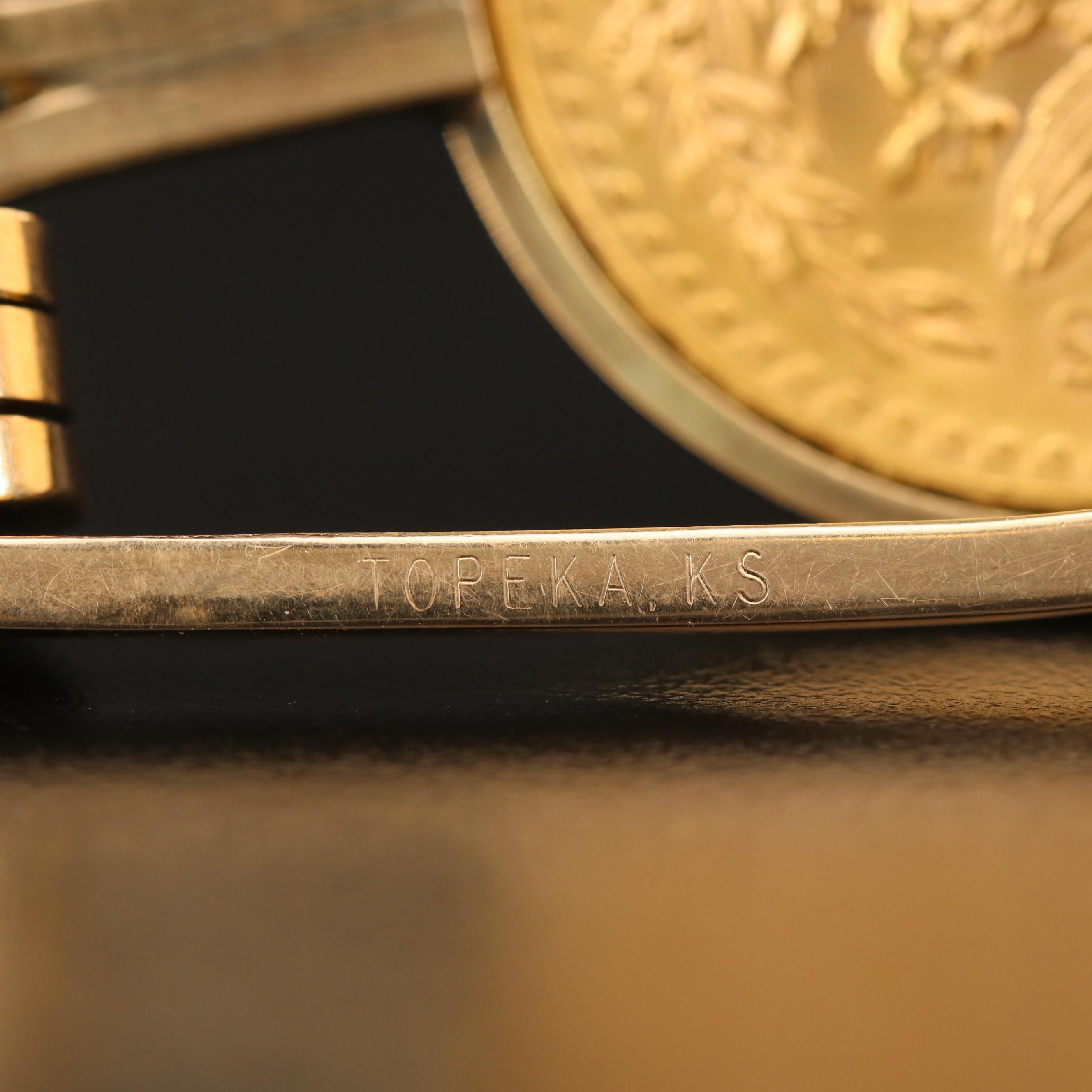 Money Clip with Mexican Fifty Peso Gold Piece