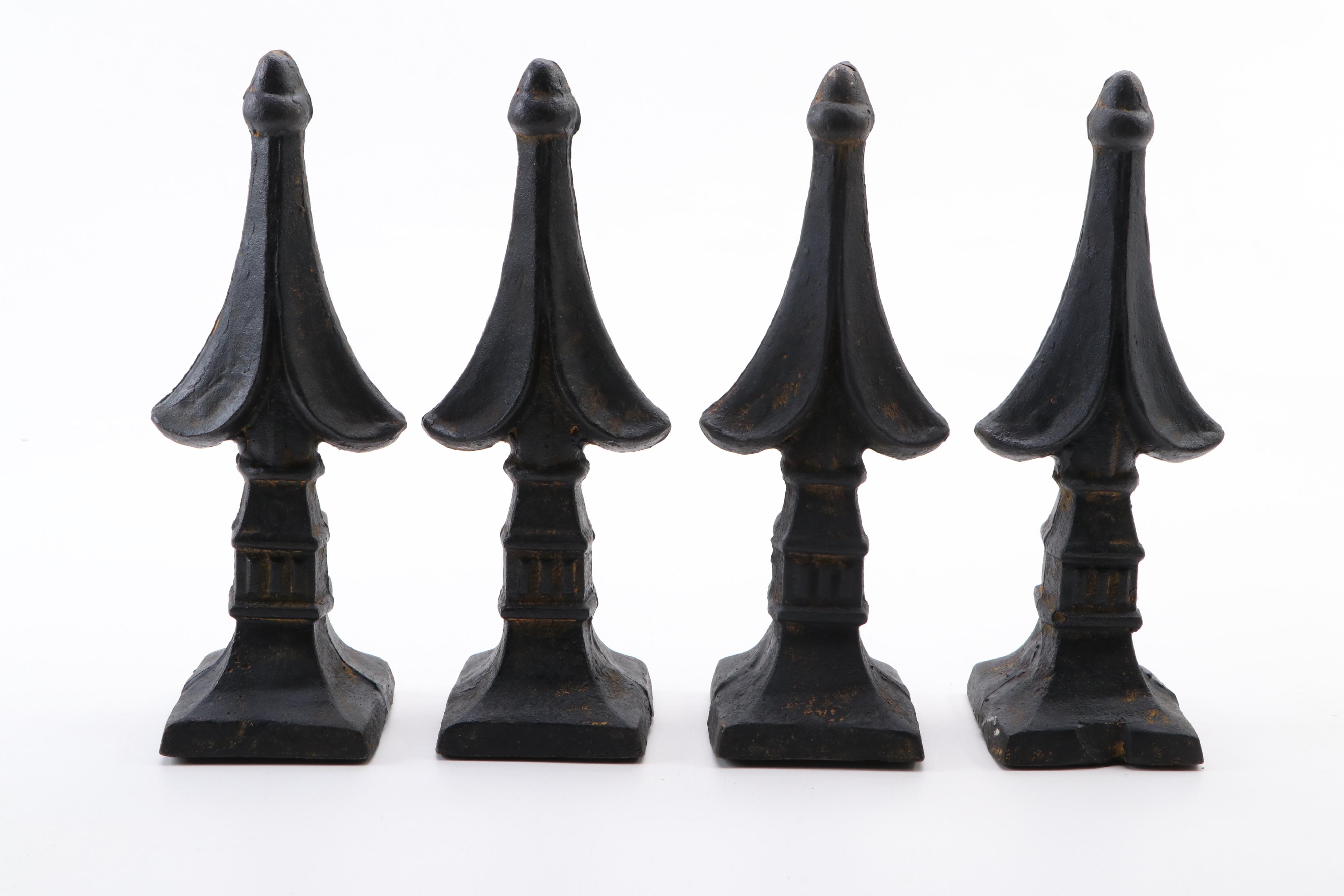 Victorian Architectural Salvage Cast Iron Fence Gate Finials, Late 19th C