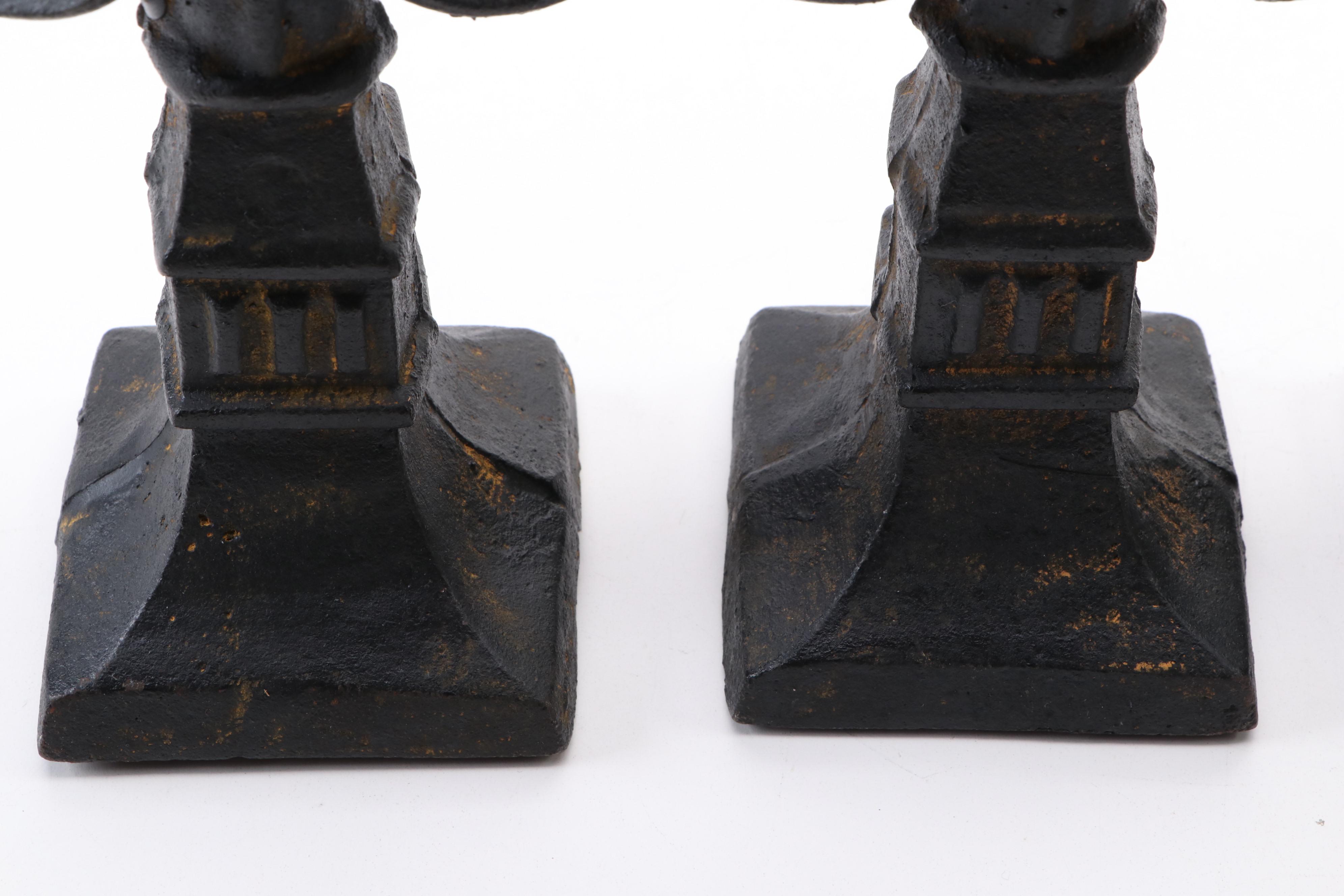 Victorian Architectural Salvage Cast Iron Fence Gate Finials, Late 19th C