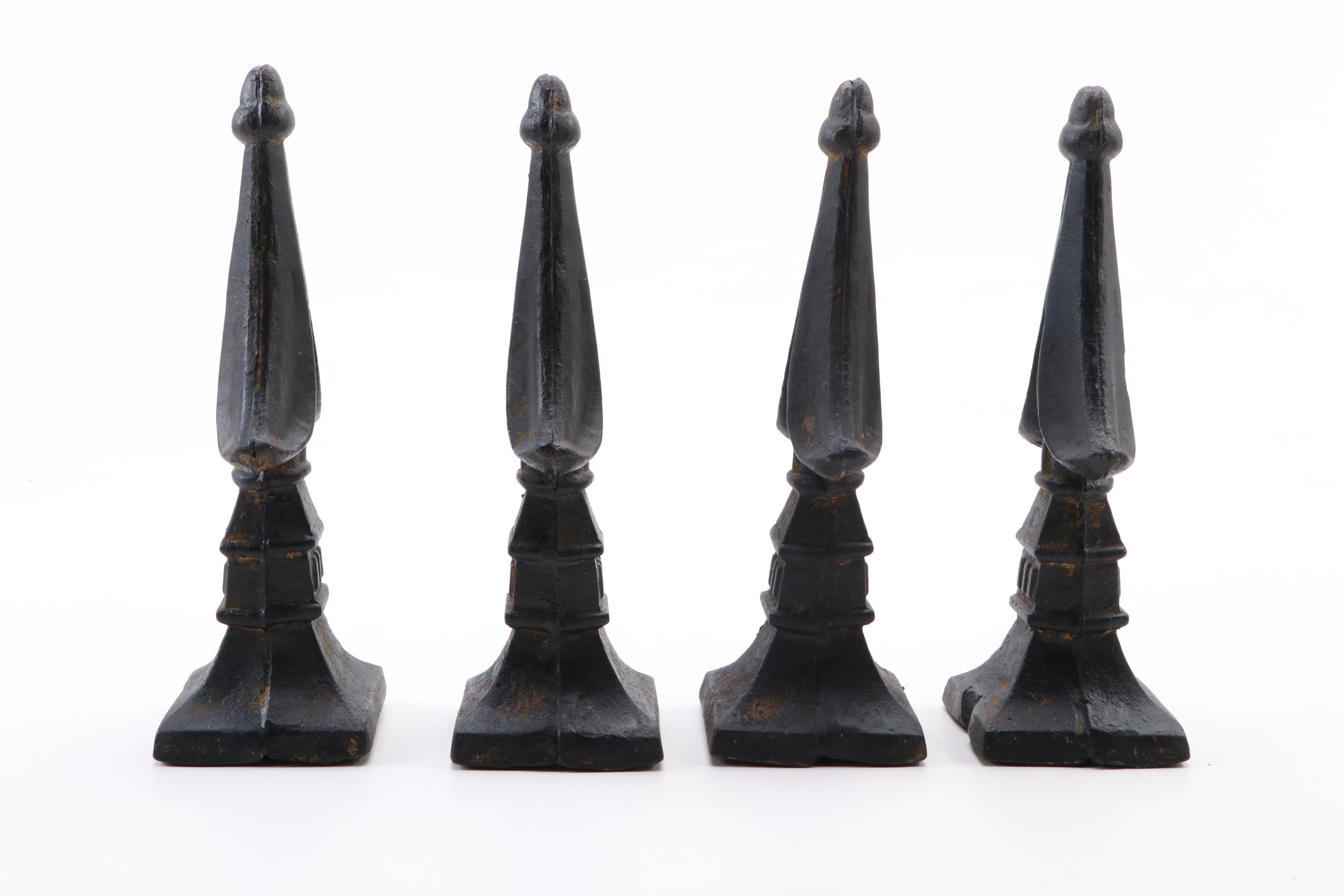 Victorian Architectural Salvage Cast Iron Fence Gate Finials, Late 19th C