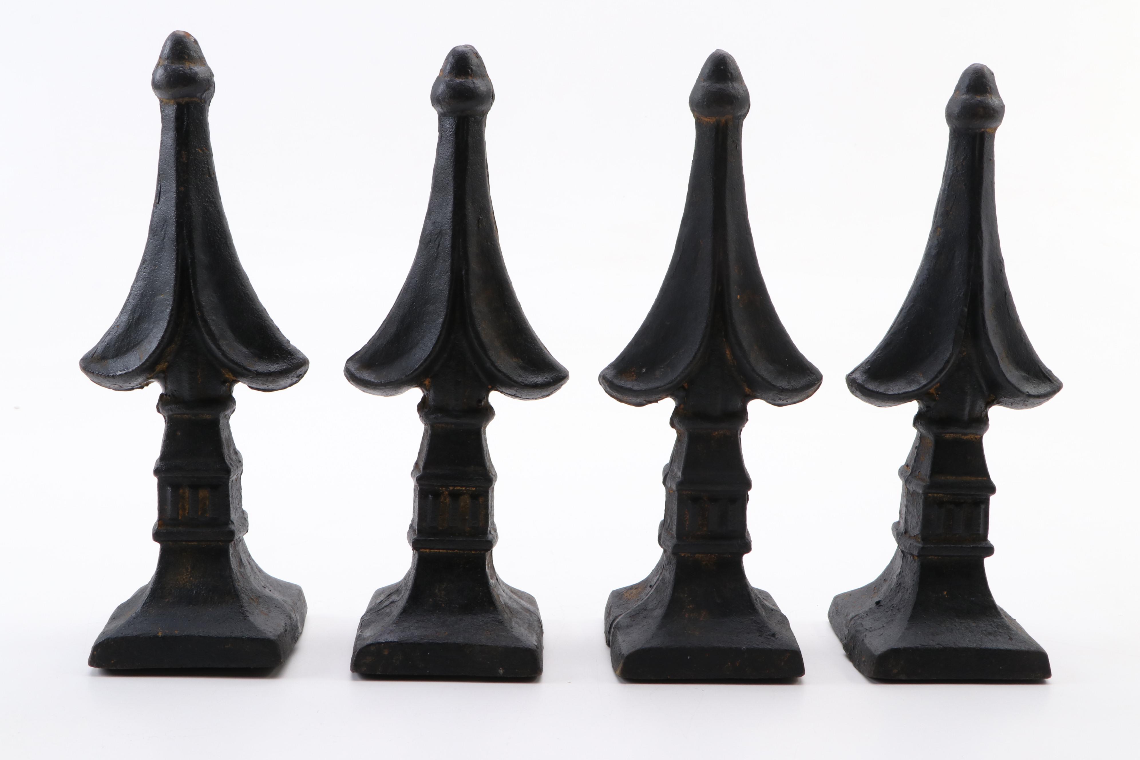 Victorian Architectural Salvage Cast Iron Fence Gate Finials, Late 19th C