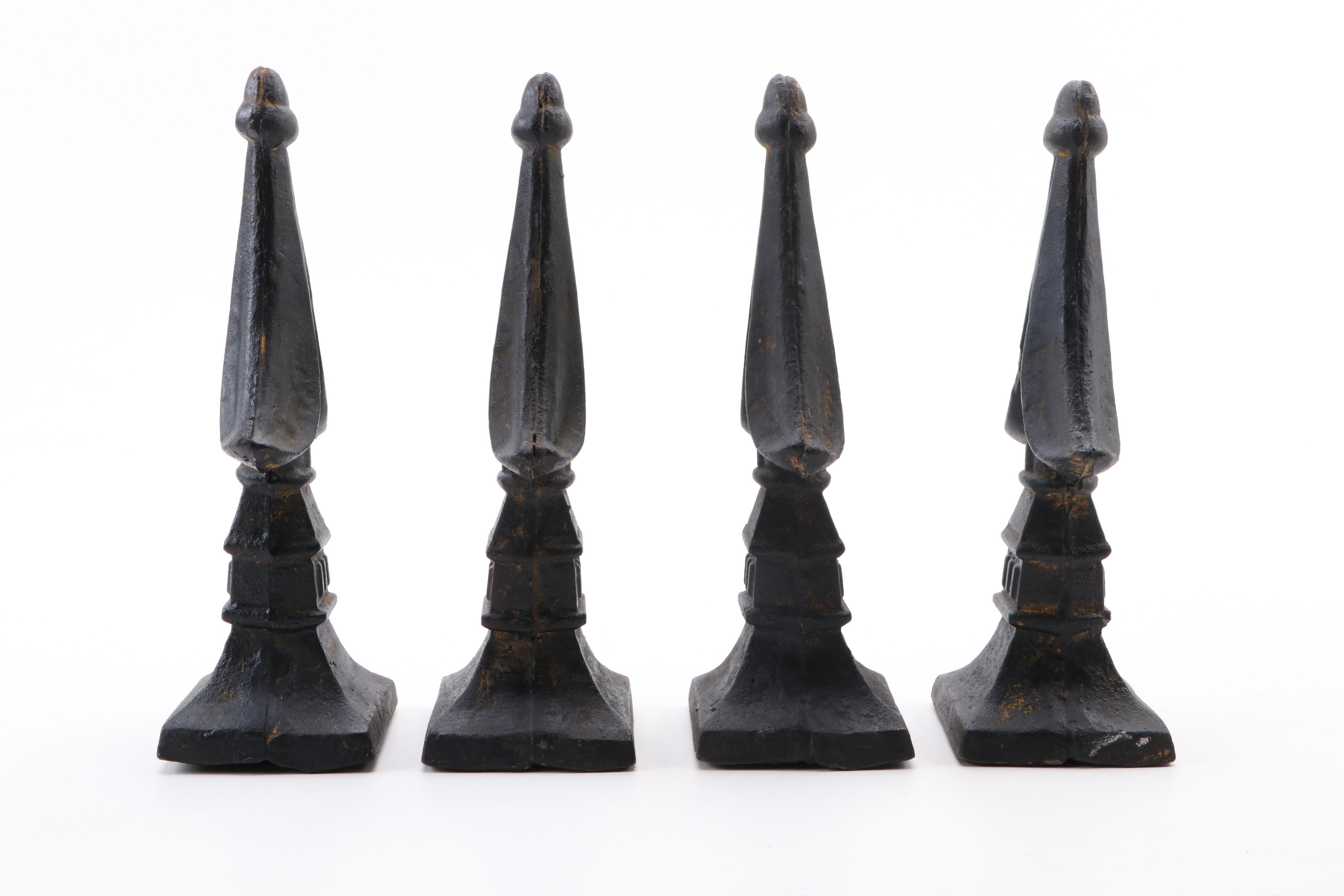 Victorian Architectural Salvage Cast Iron Fence Gate Finials, Late 19th C