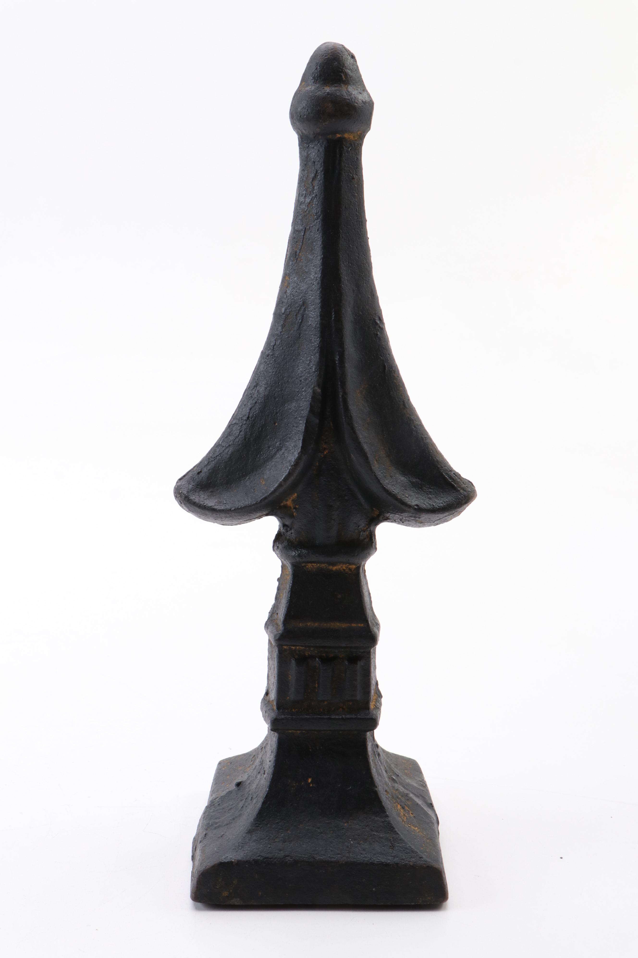 Victorian Architectural Salvage Cast Iron Fence Gate Finials, Late 19th C