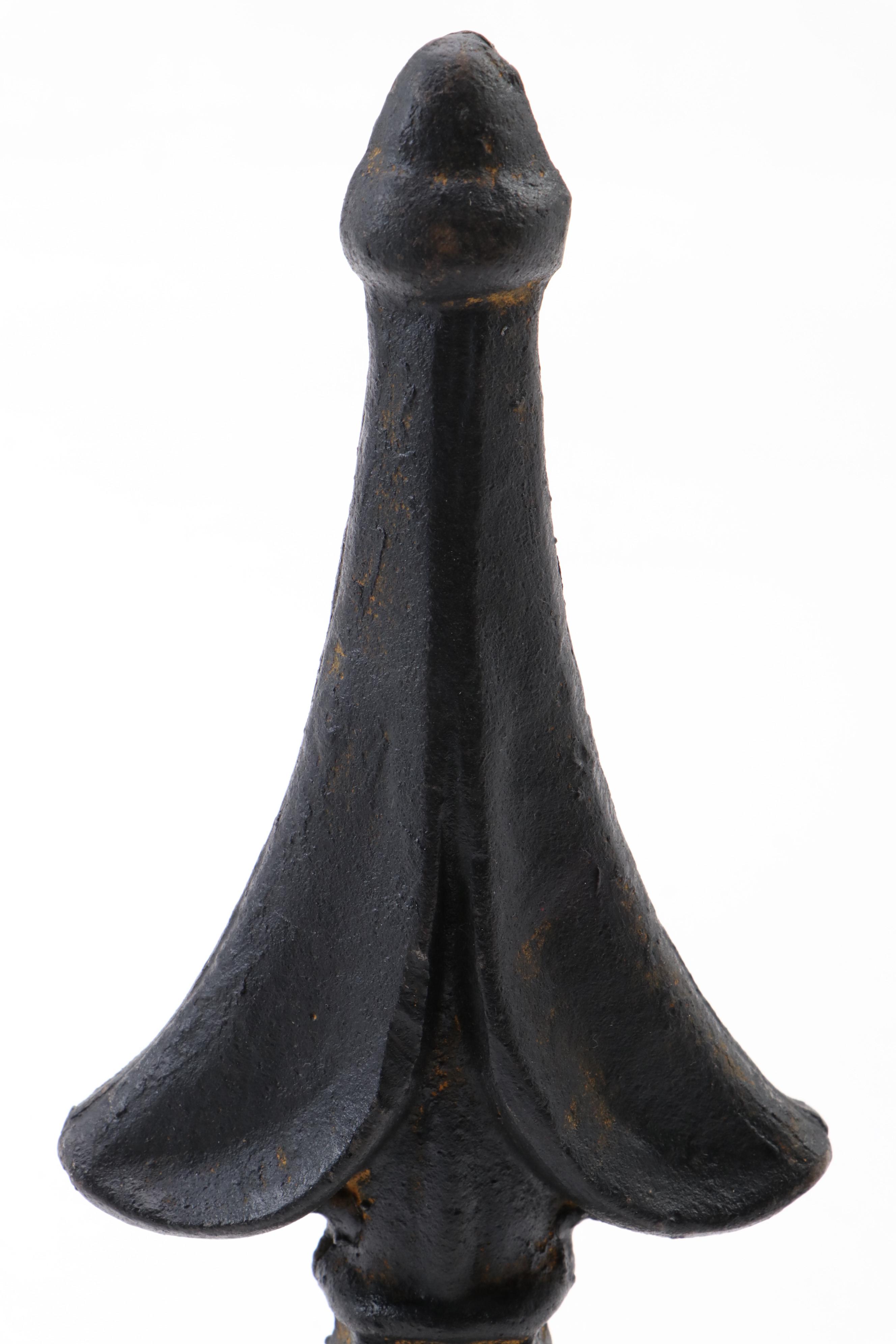 Victorian Architectural Salvage Cast Iron Fence Gate Finials, Late 19th C