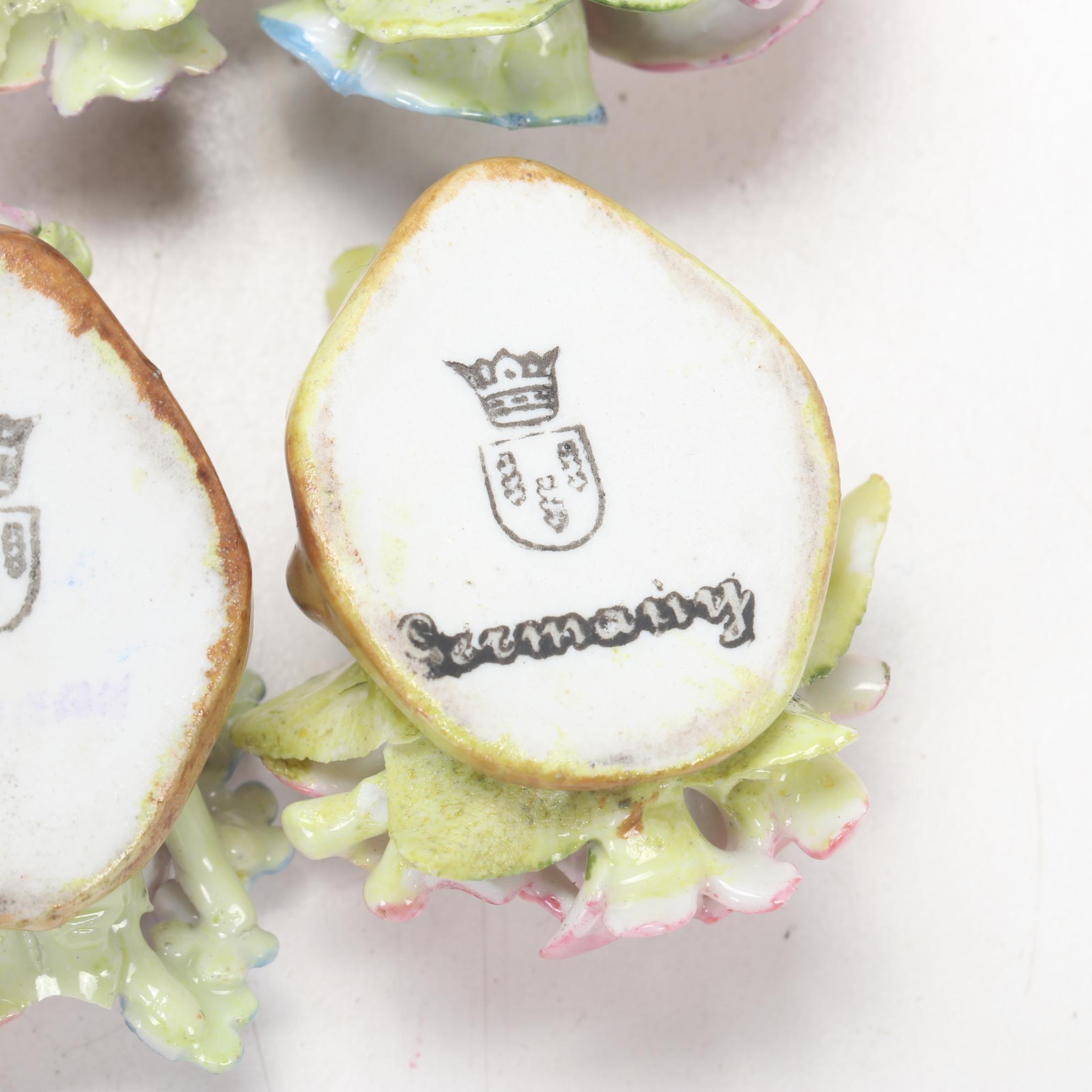 Dresden Plaue-Schierholz Flower Place Card Holders and Other Porcelain, Antique