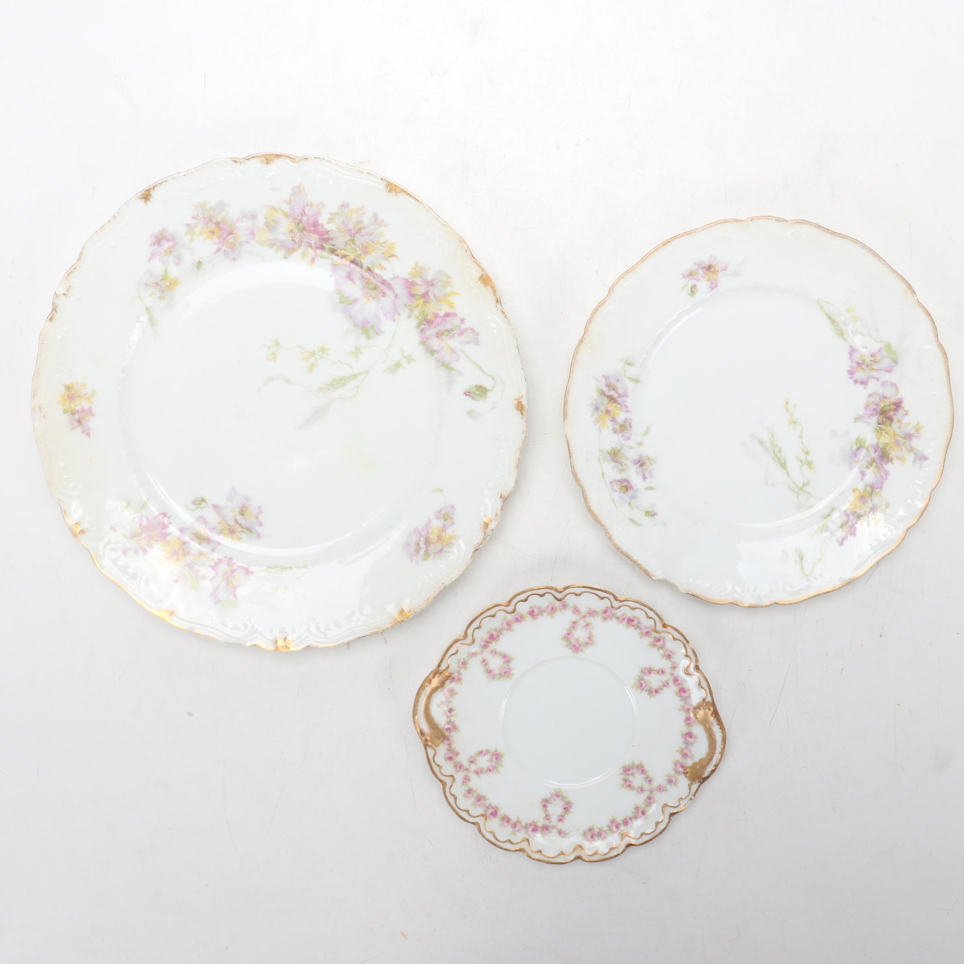 Dresden Plaue-Schierholz Flower Place Card Holders and Other Porcelain, Antique