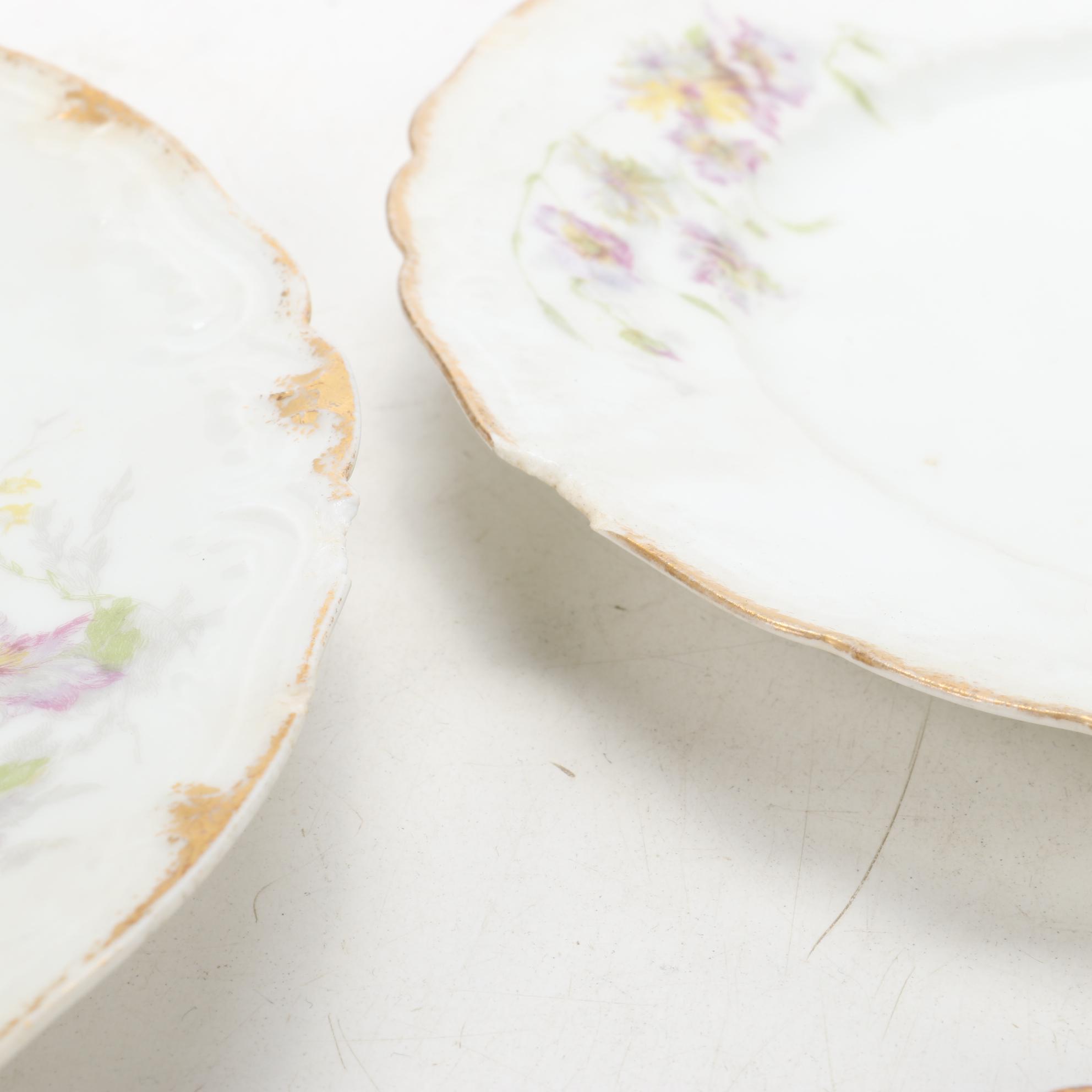 Dresden Plaue-Schierholz Flower Place Card Holders and Other Porcelain, Antique