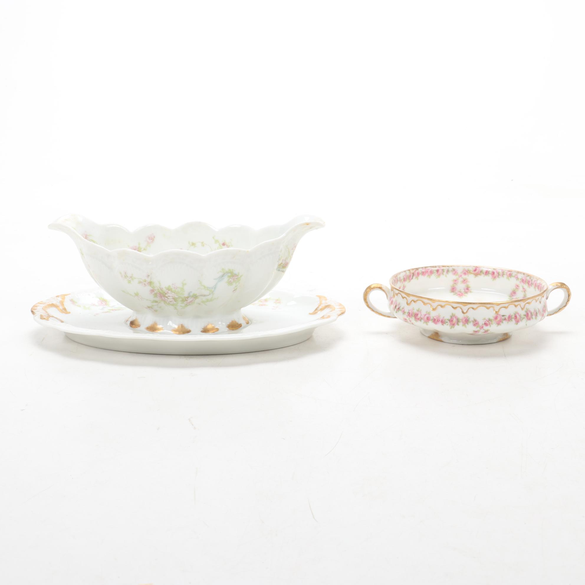 Dresden Plaue-Schierholz Flower Place Card Holders and Other Porcelain, Antique