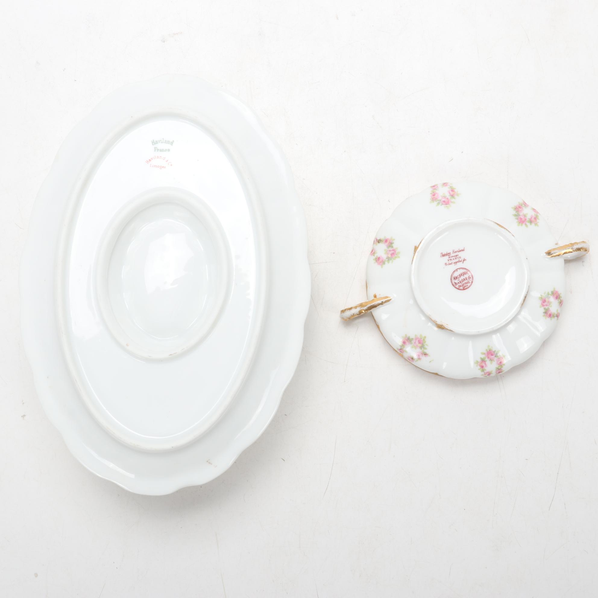 Dresden Plaue-Schierholz Flower Place Card Holders and Other Porcelain, Antique