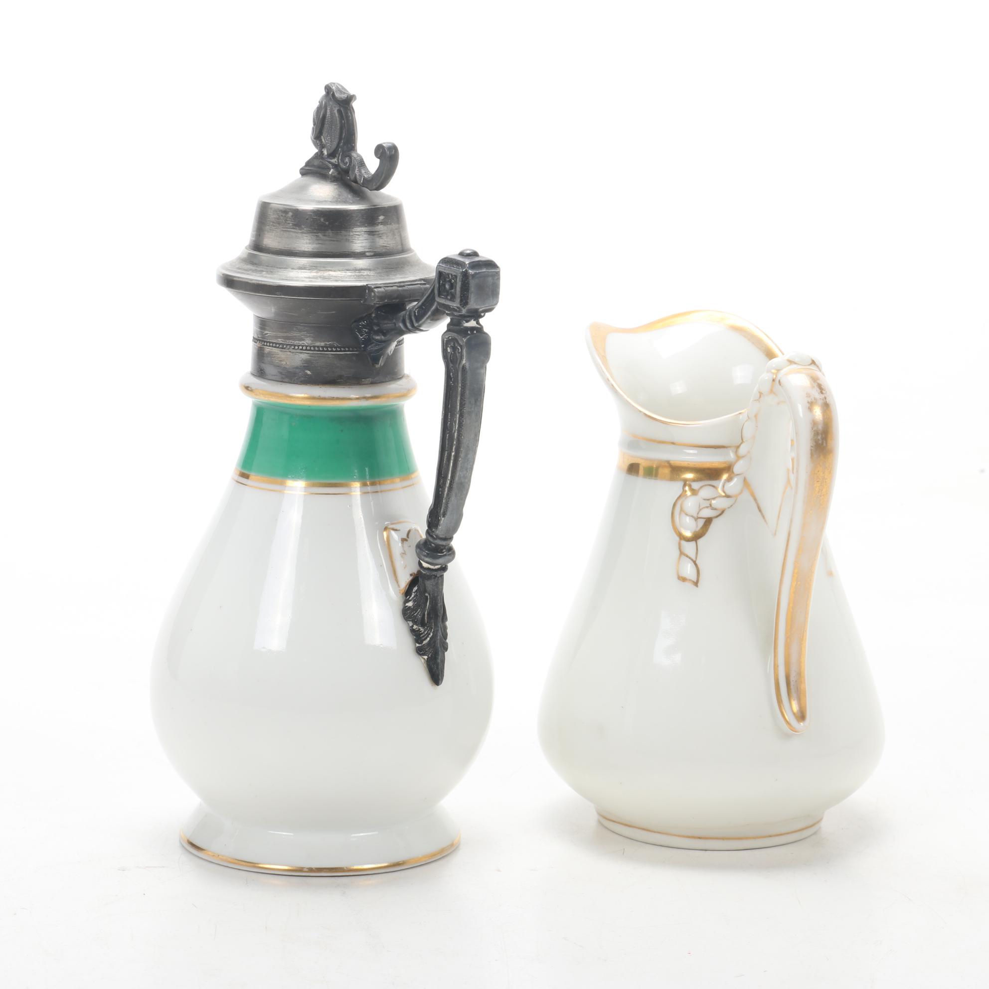 Dresden Plaue-Schierholz Flower Place Card Holders and Other Porcelain, Antique