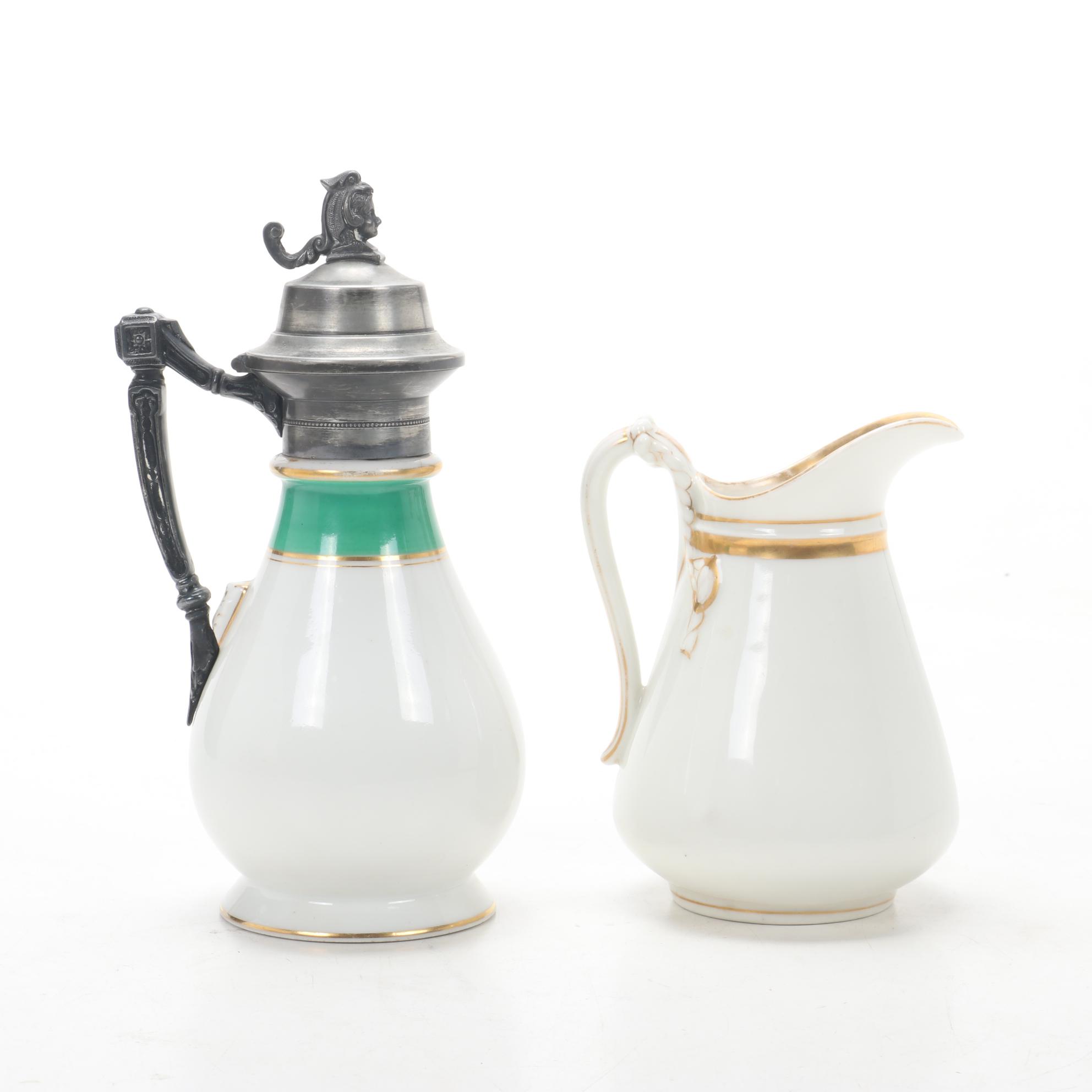 Dresden Plaue-Schierholz Flower Place Card Holders and Other Porcelain, Antique