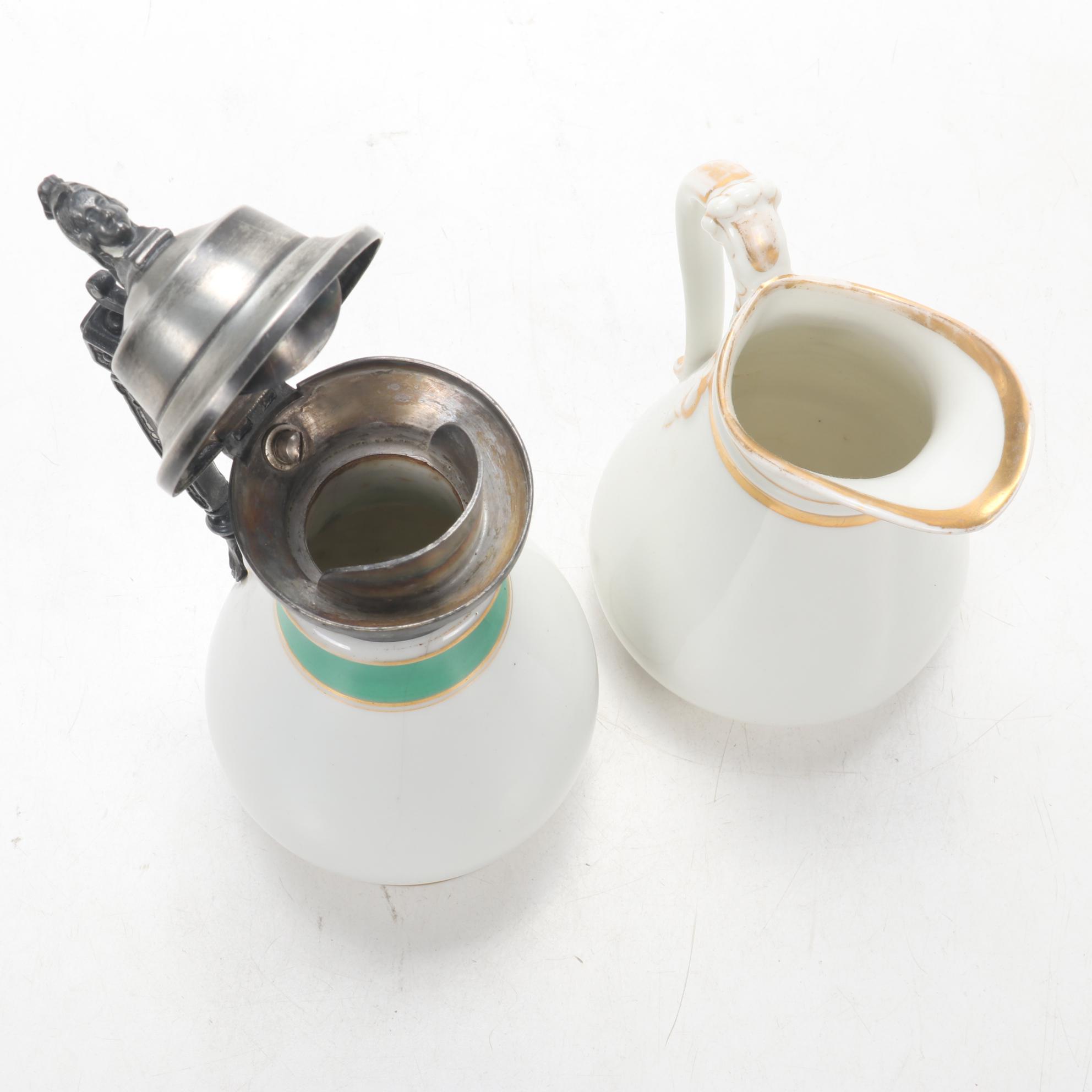 Dresden Plaue-Schierholz Flower Place Card Holders and Other Porcelain, Antique