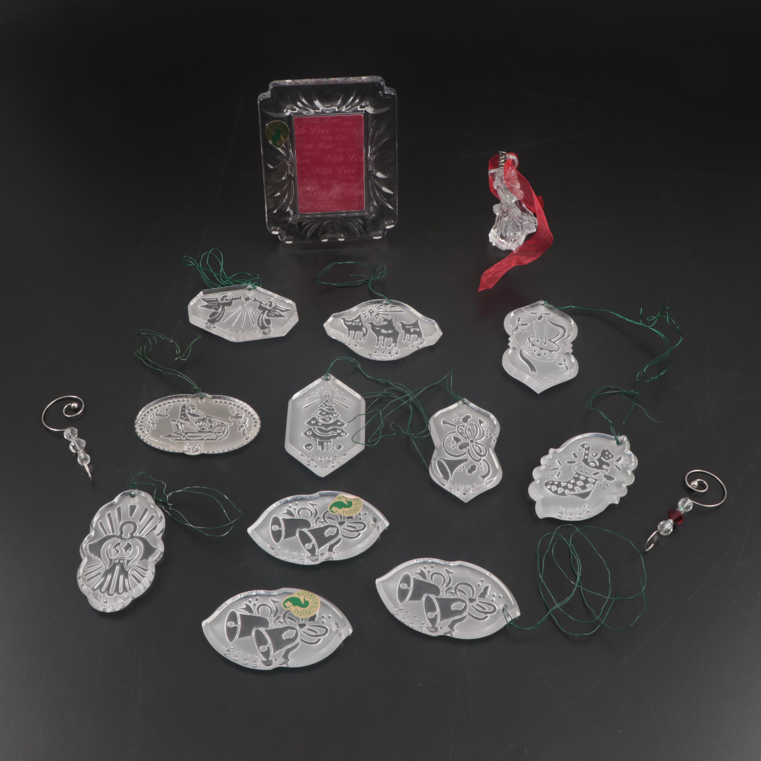 Waterford Crystal Annual Christmas Ornaments and Picture Frame