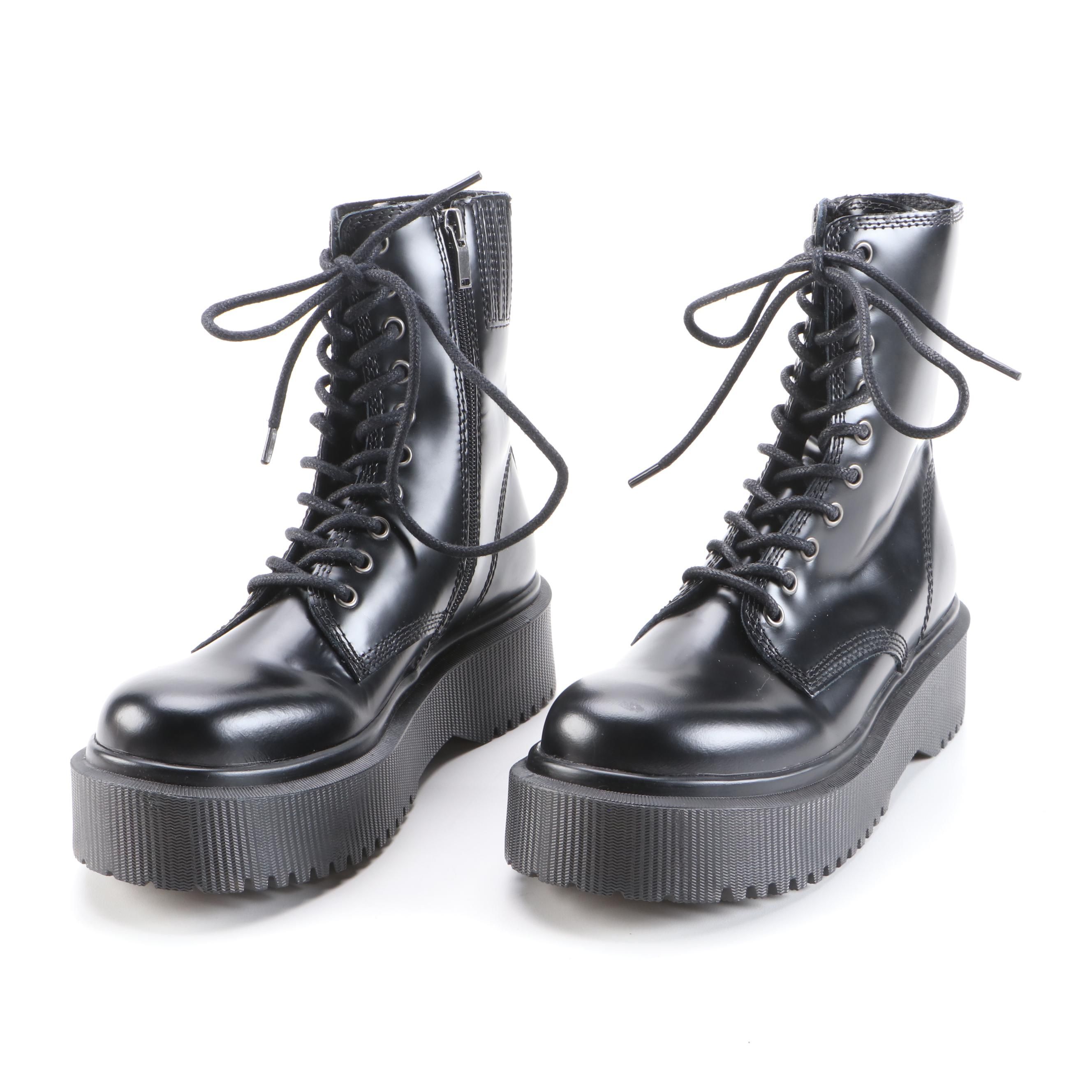 Jeffrey Campbell Sopas Black Leather Platform Boots