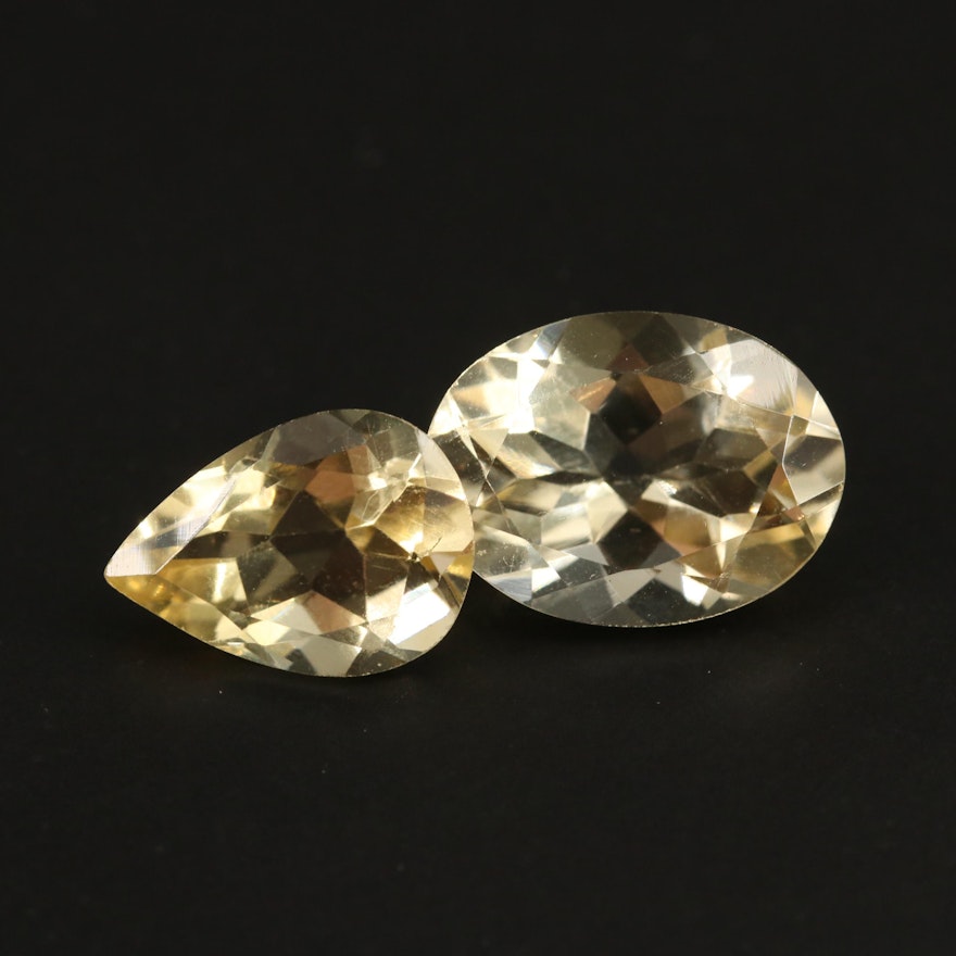 Loose 12.07 CTW Oval and Pear Faceted Citrines