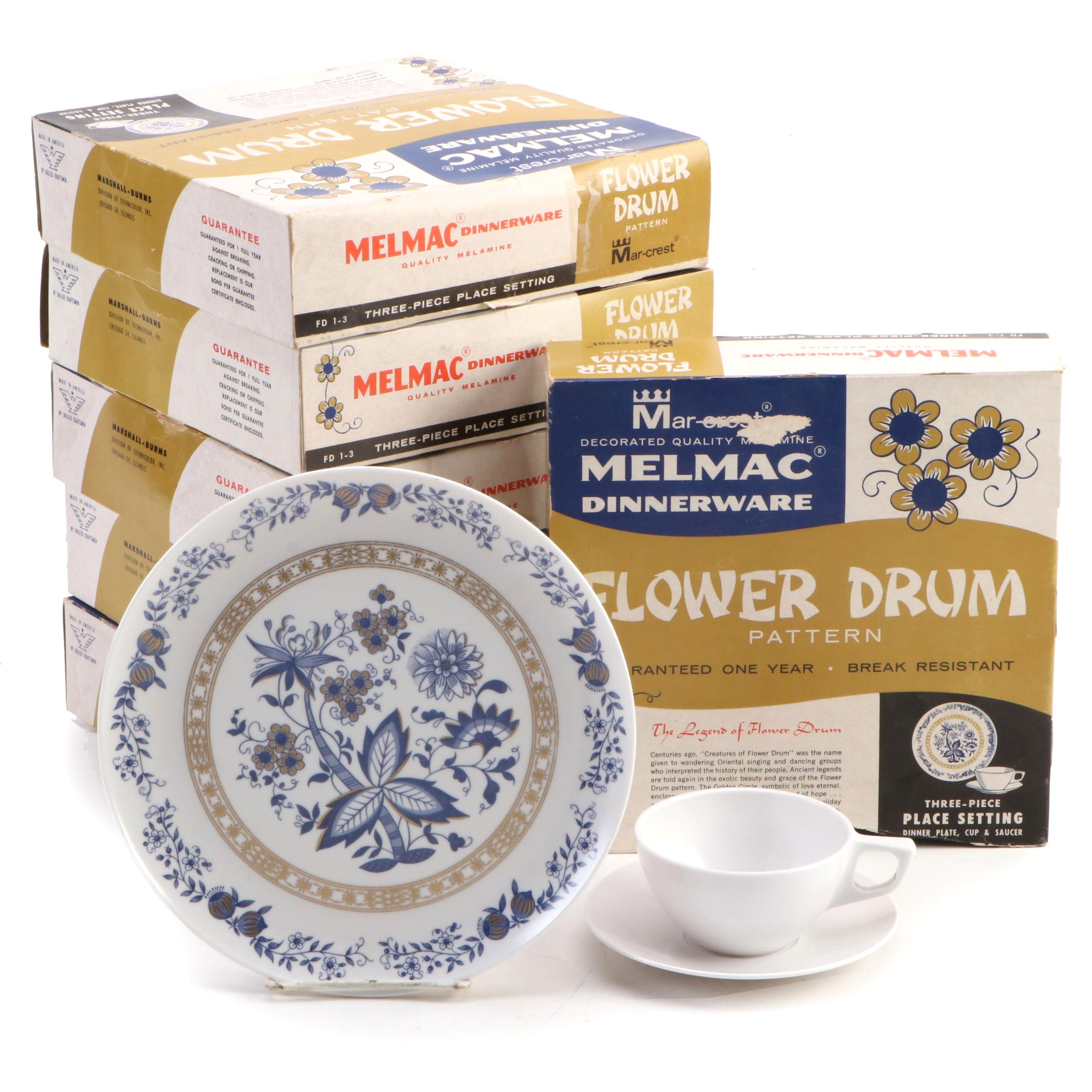 Mar-Crest Melmac "Flower Drum" Dinnerware in Original Packaging, 1950s