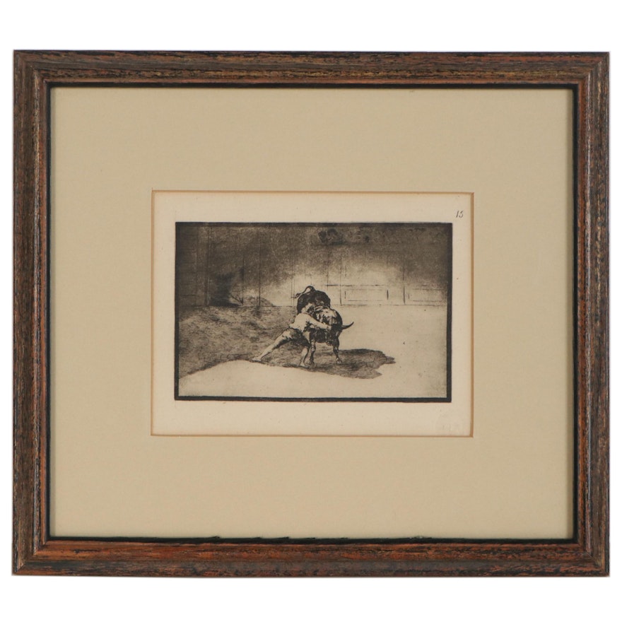 Francisco Goya Restrike Etching from "La Tauromaquia," 1928