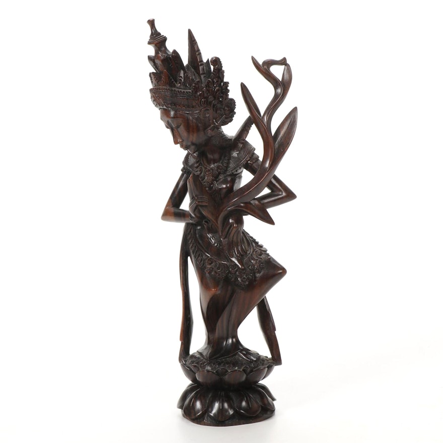 Balinese Carved Coromandel Dancer Figurine