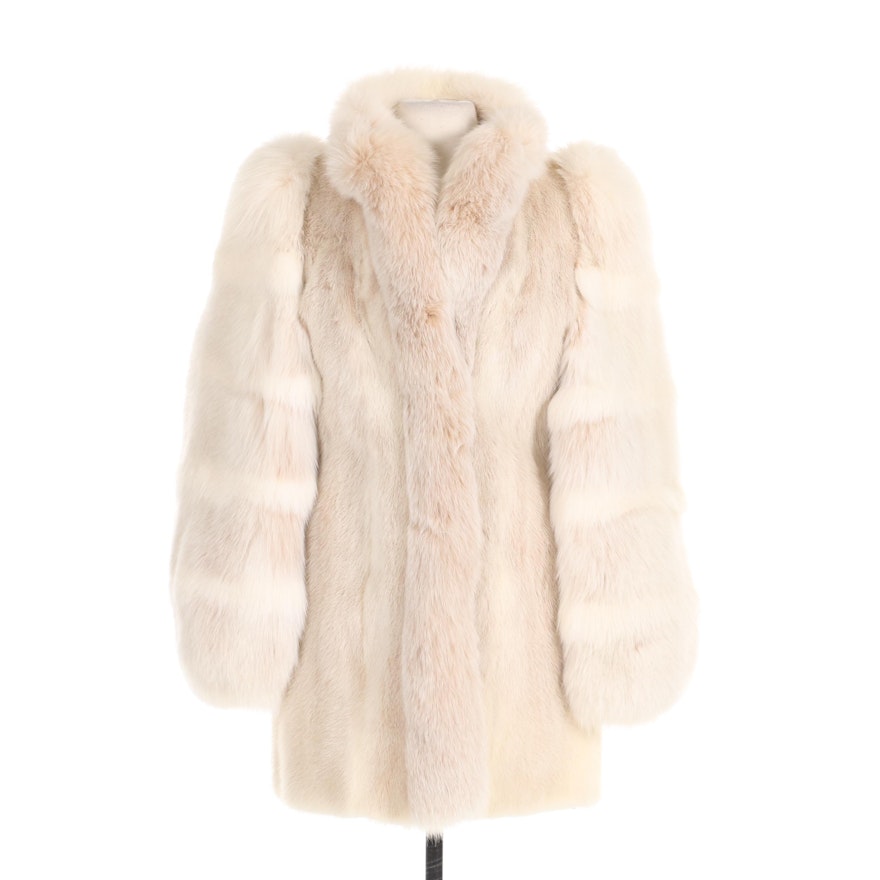 Blush Mink and Fox Fur Stroller Coat