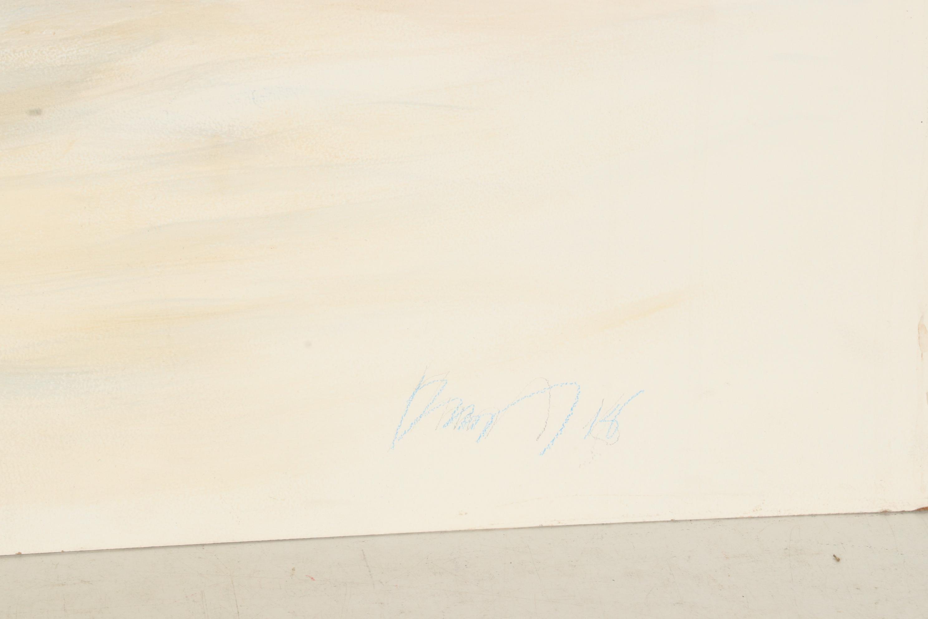 Jennifer Rempel Mixed Media Drawing of Beach Dune Landscape, 2018