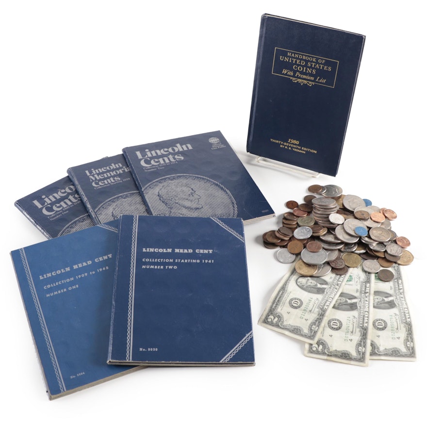 Lincoln Cent Binders, Foreign Coins, Modern and Antique U.S. Coins and Currency