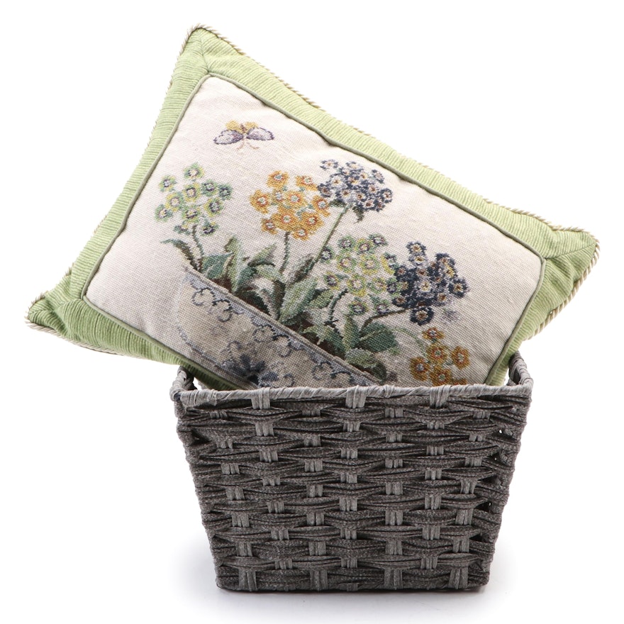123 Creations Inc Needlepoint Pillow and Decorative Storage Basket