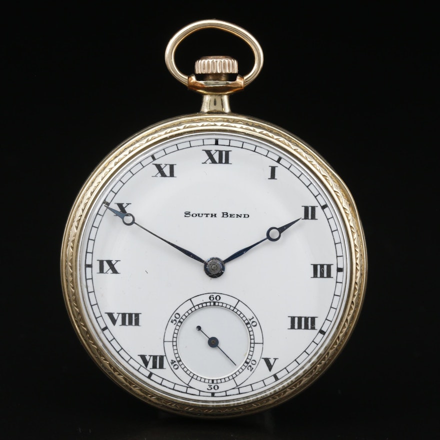 1915 South Bend Gold Filled Open Face Pocket Watch