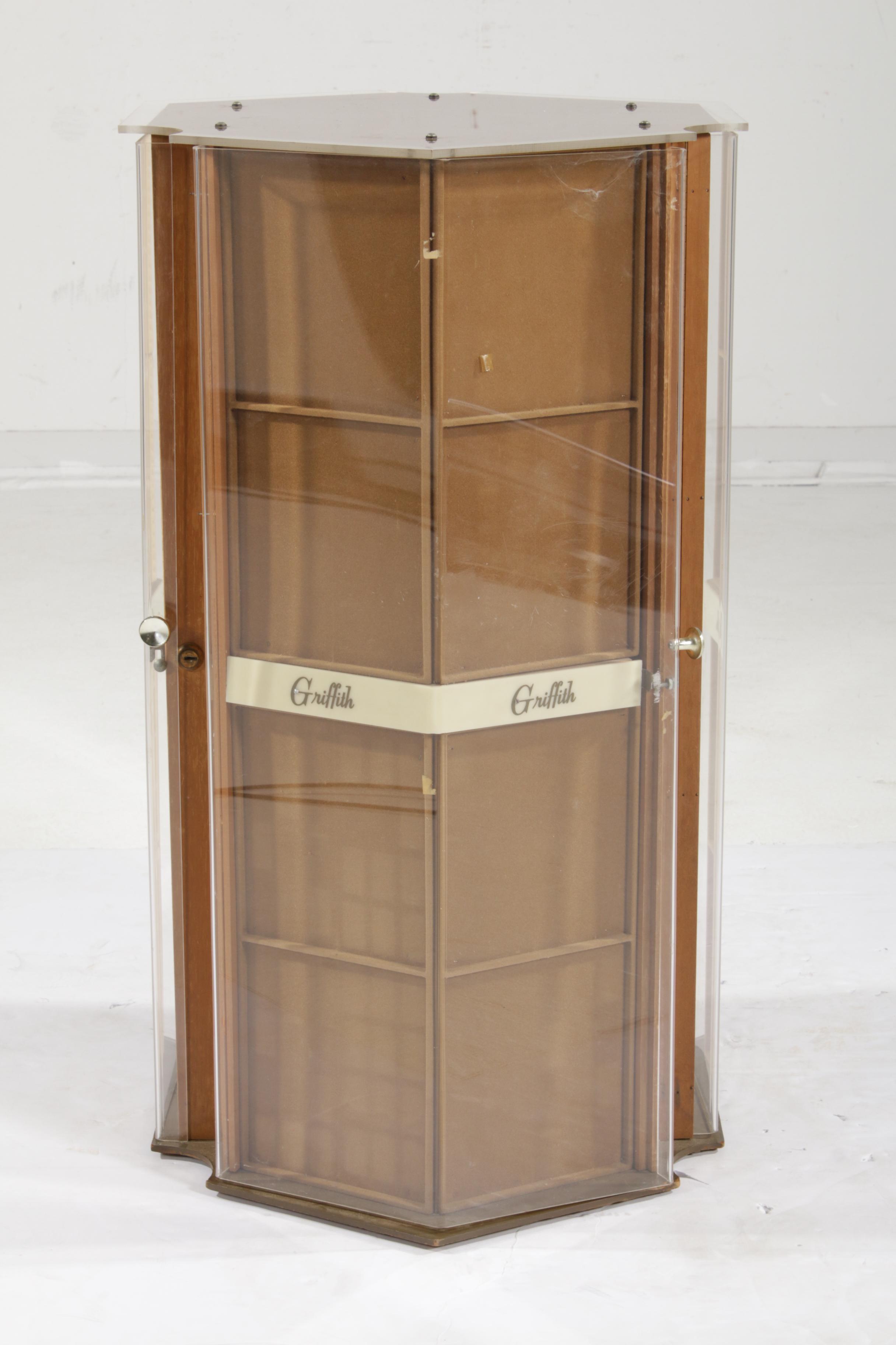 Griffith Jewelry Rotating Hexagonal Retail Display Case, circa 1970