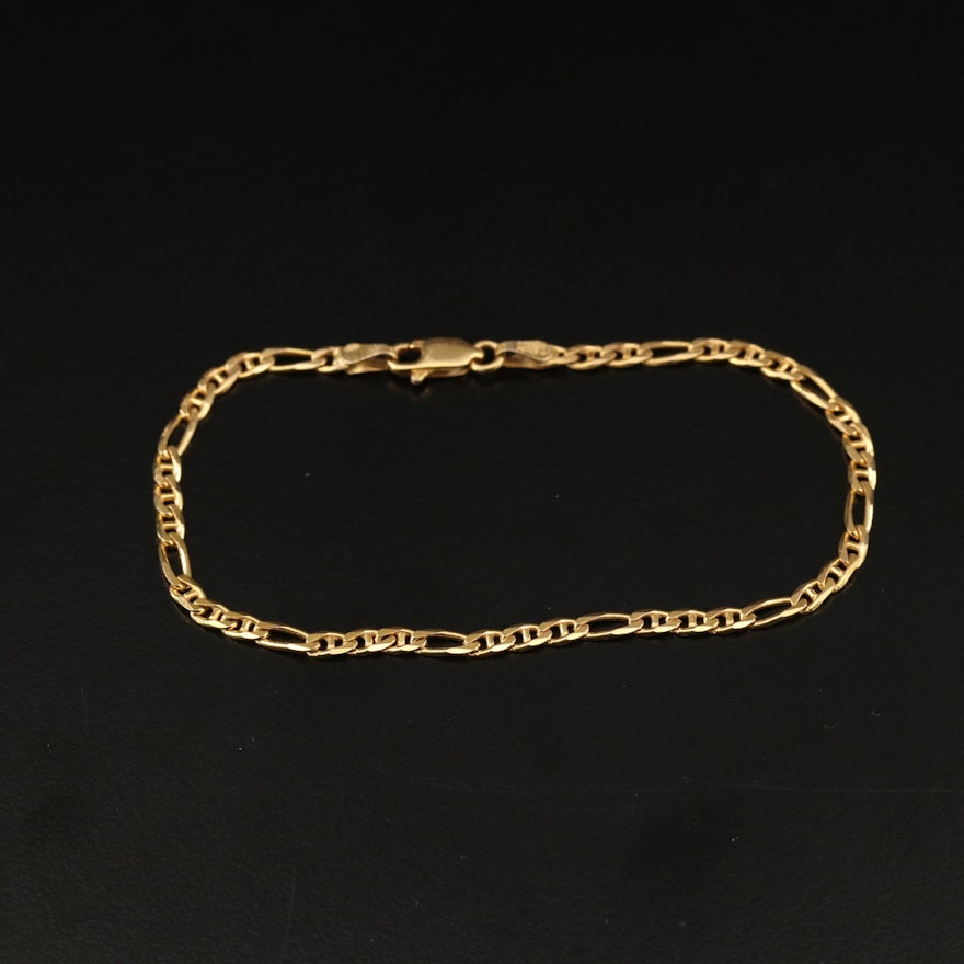 14K Figaro Chain Bracelet