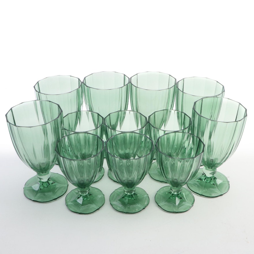 Villeroy & Boch "My Garden" Green Iced Tea and Claret Wine Glasses