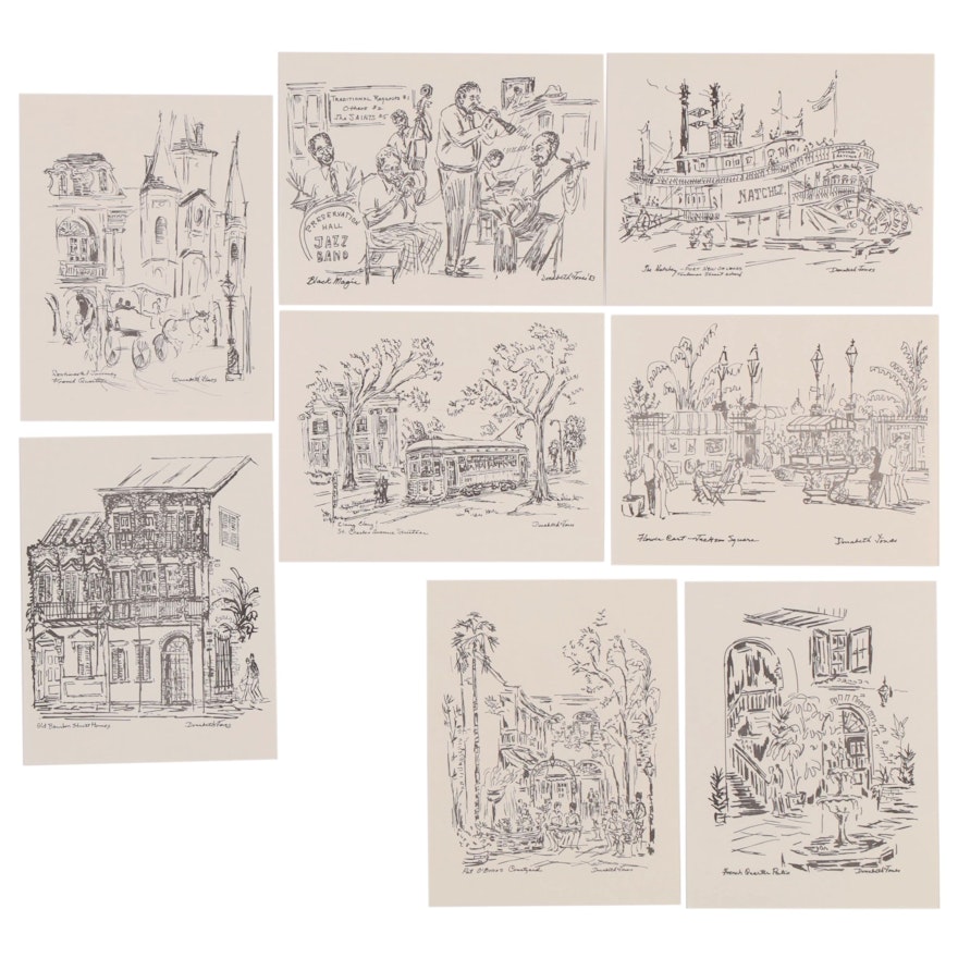 Lithograph Prints after Donabeth Jones of Scenes from New Orleans