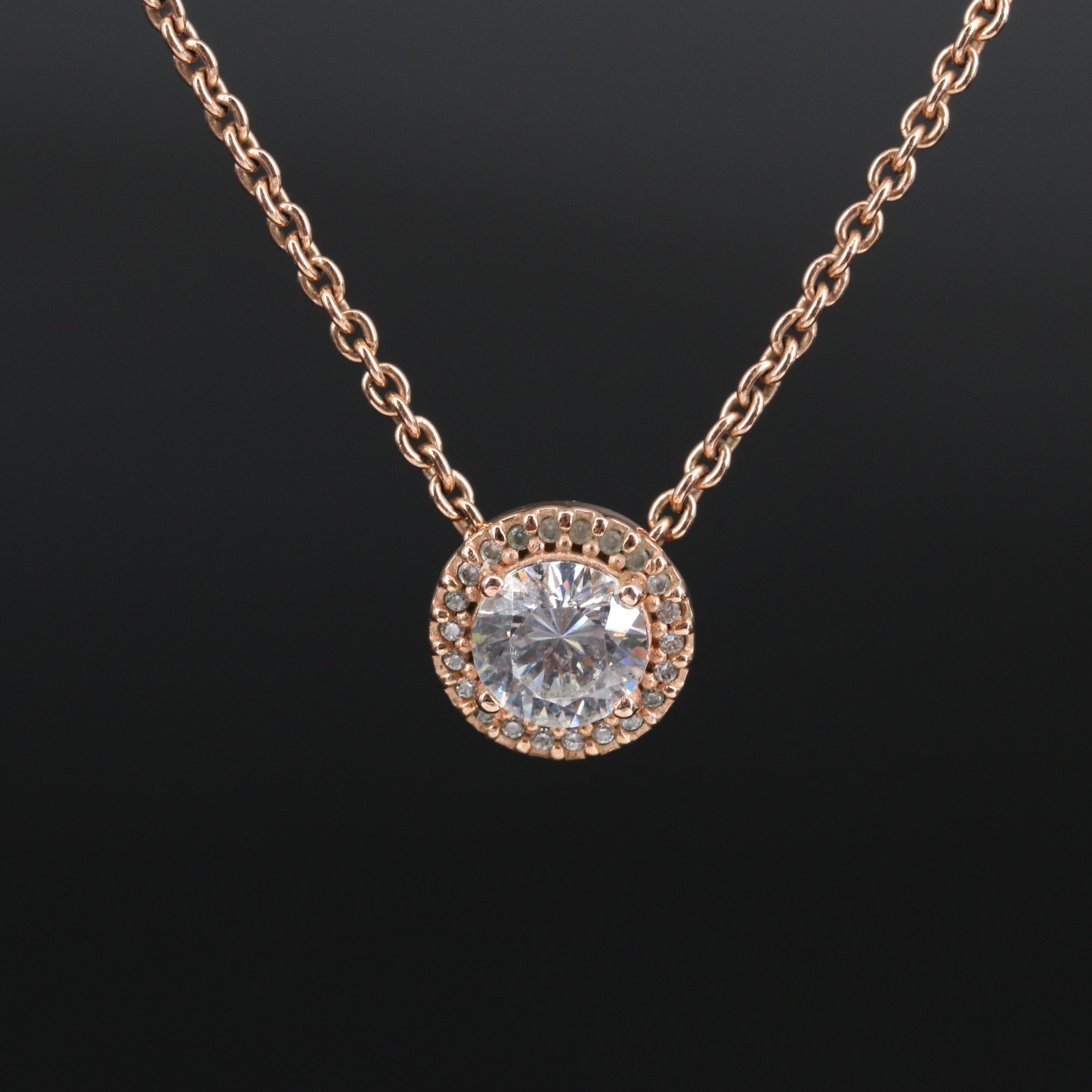 Pandora Sterling Cubic Zirconia Halo Pendant Necklace