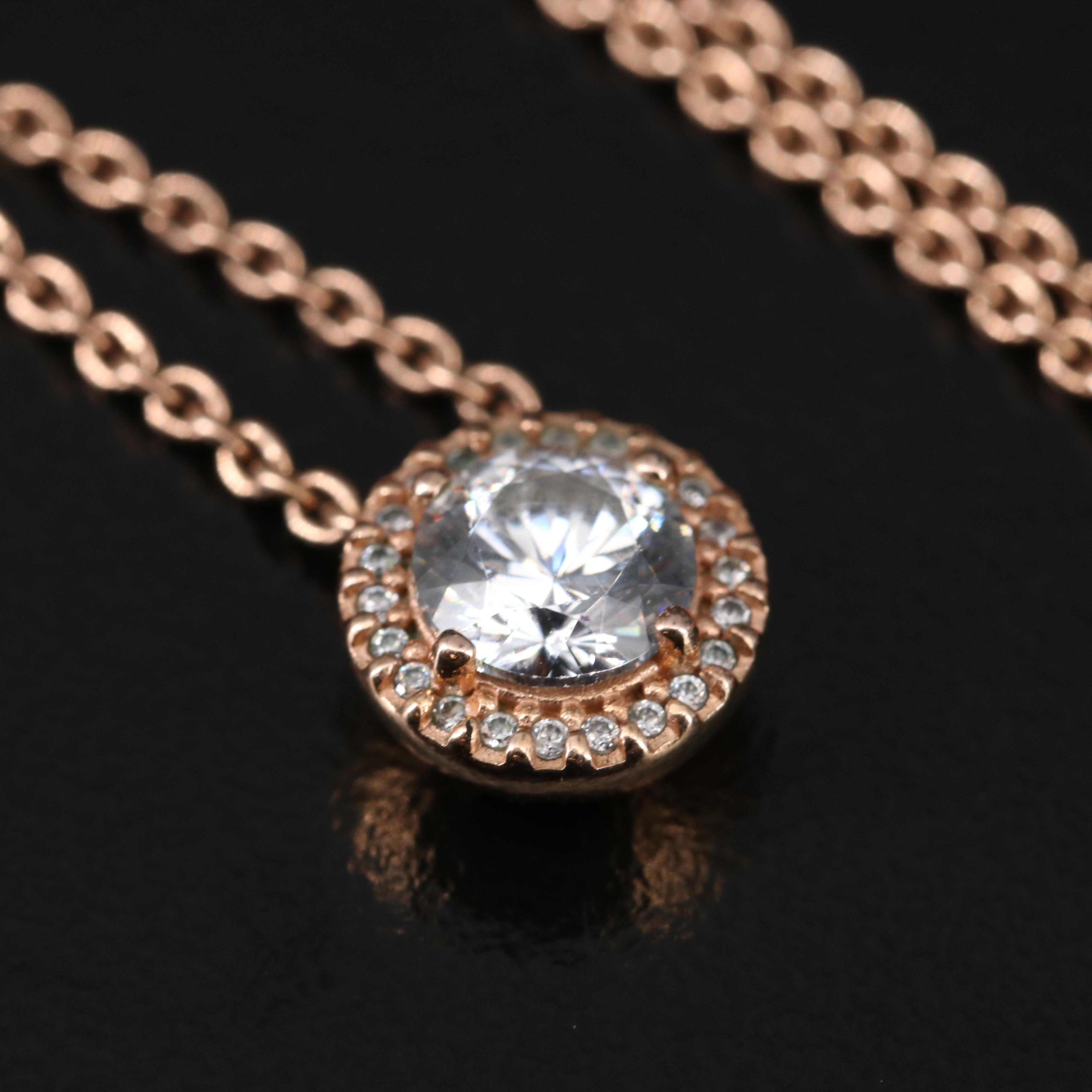 Pandora Sterling Cubic Zirconia Halo Pendant Necklace