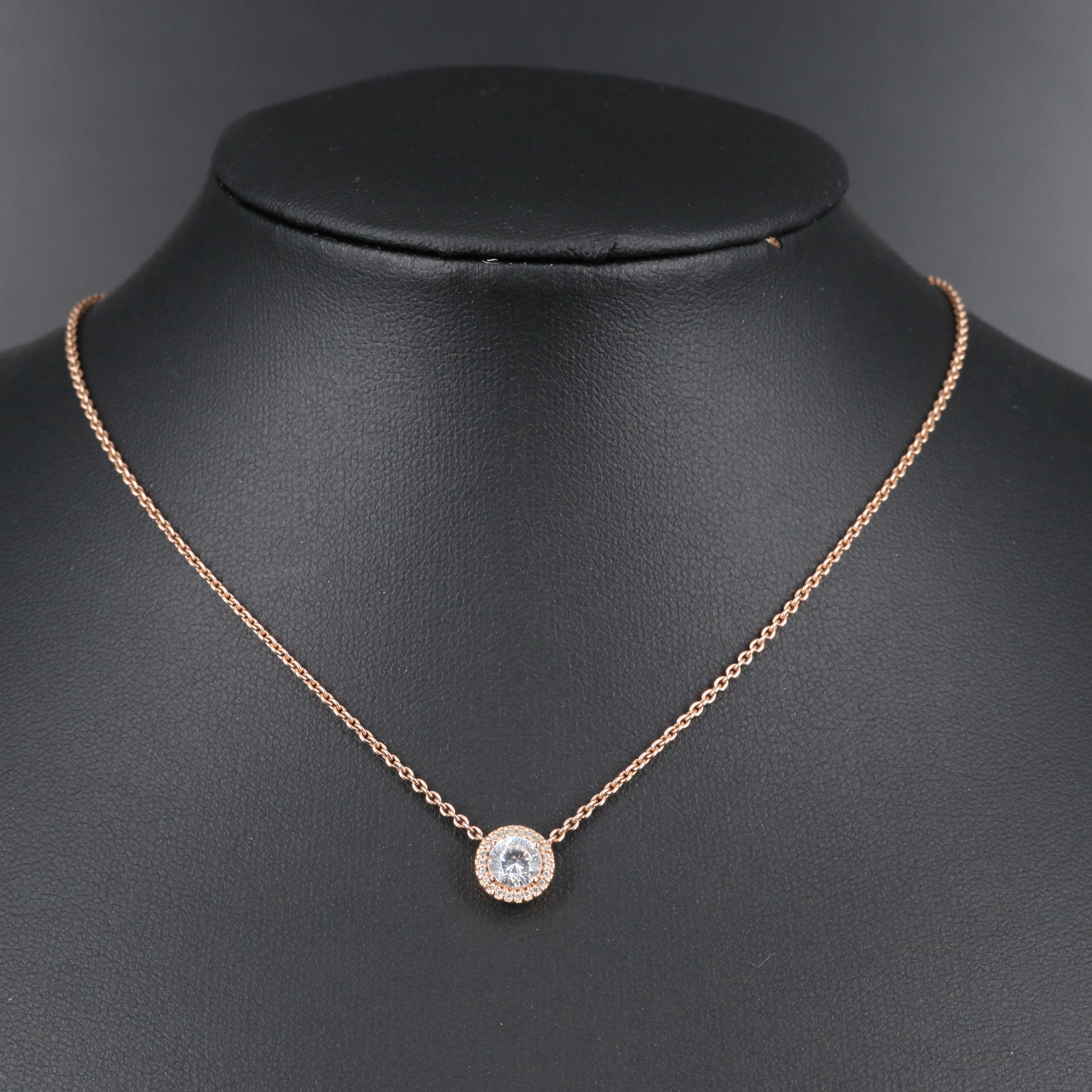 Pandora Sterling Cubic Zirconia Halo Pendant Necklace